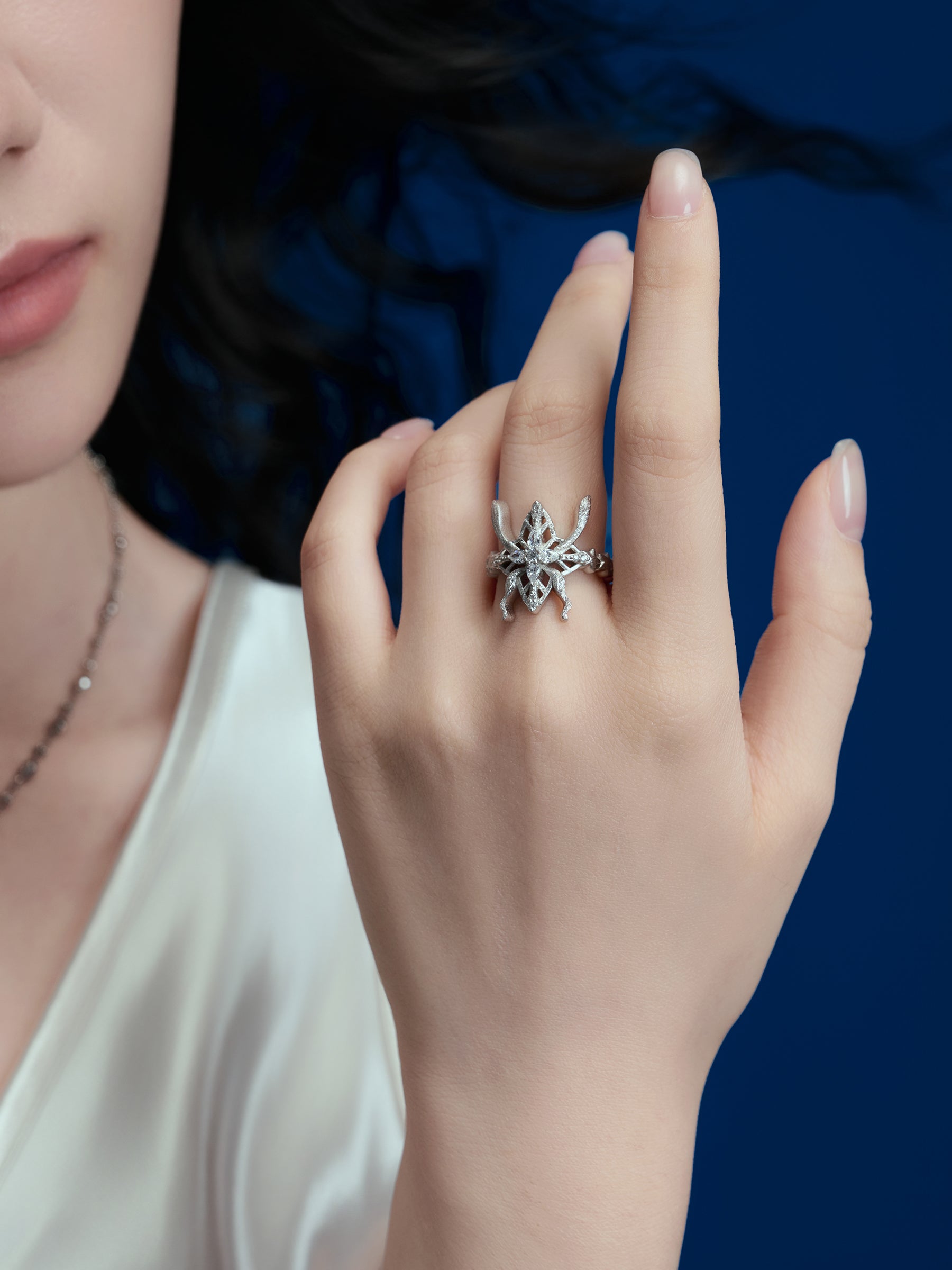 Elf Silver Ring with Zircon Accents