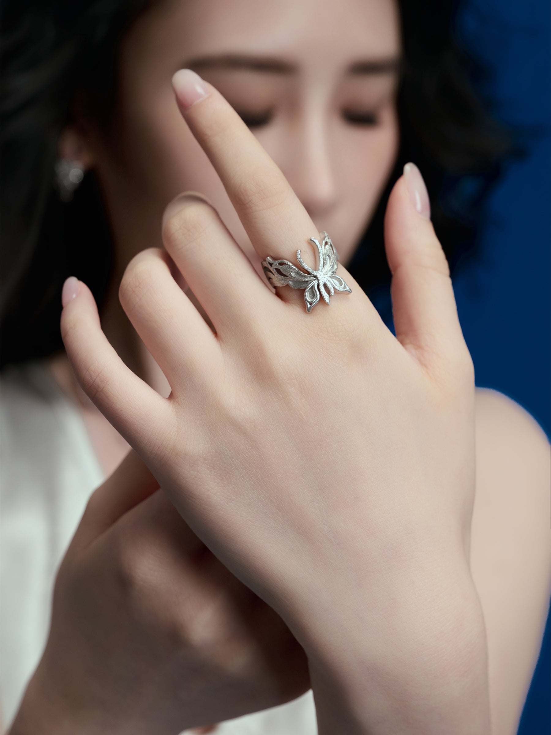 Elf-Inspired Open Silver Butterfly Ring