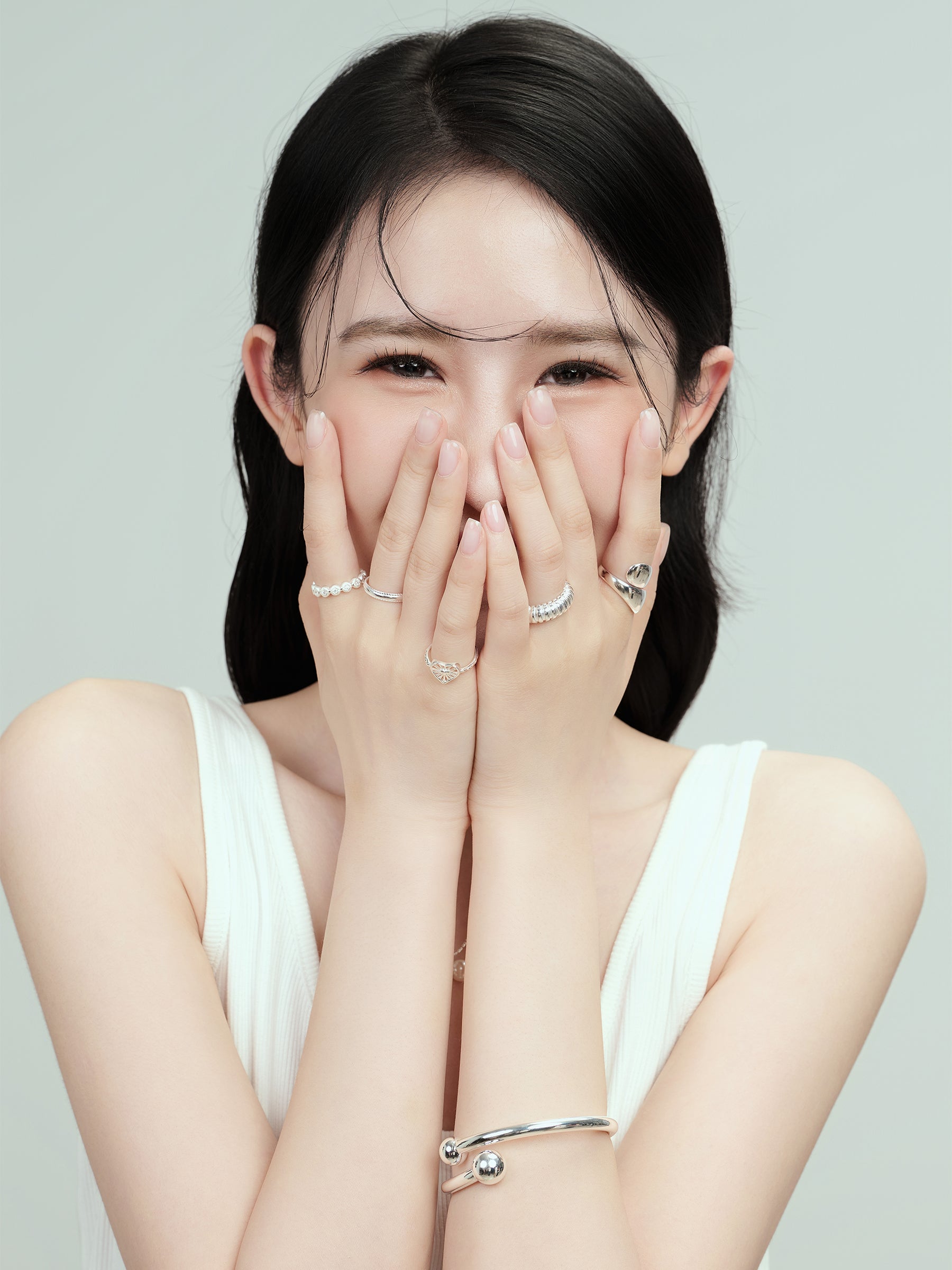 Sleek Silver Ribbed Stacking Ring