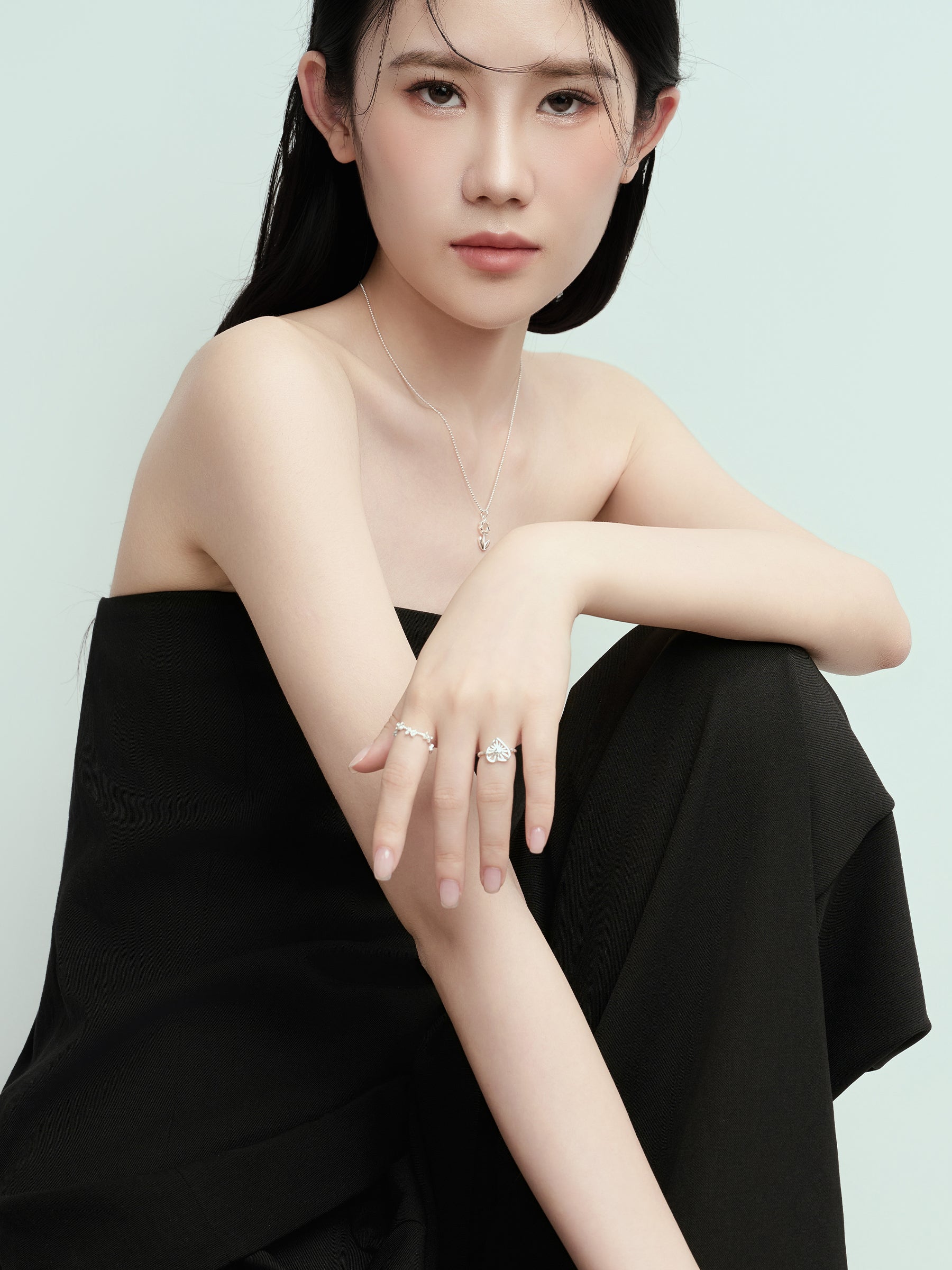 Silver Openwork Heart Sunburst Ring