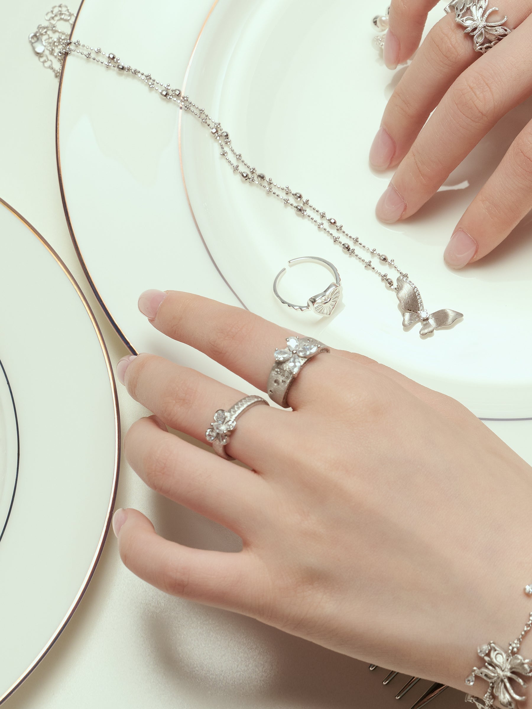 Sparkling Zircon Butterfly Ring