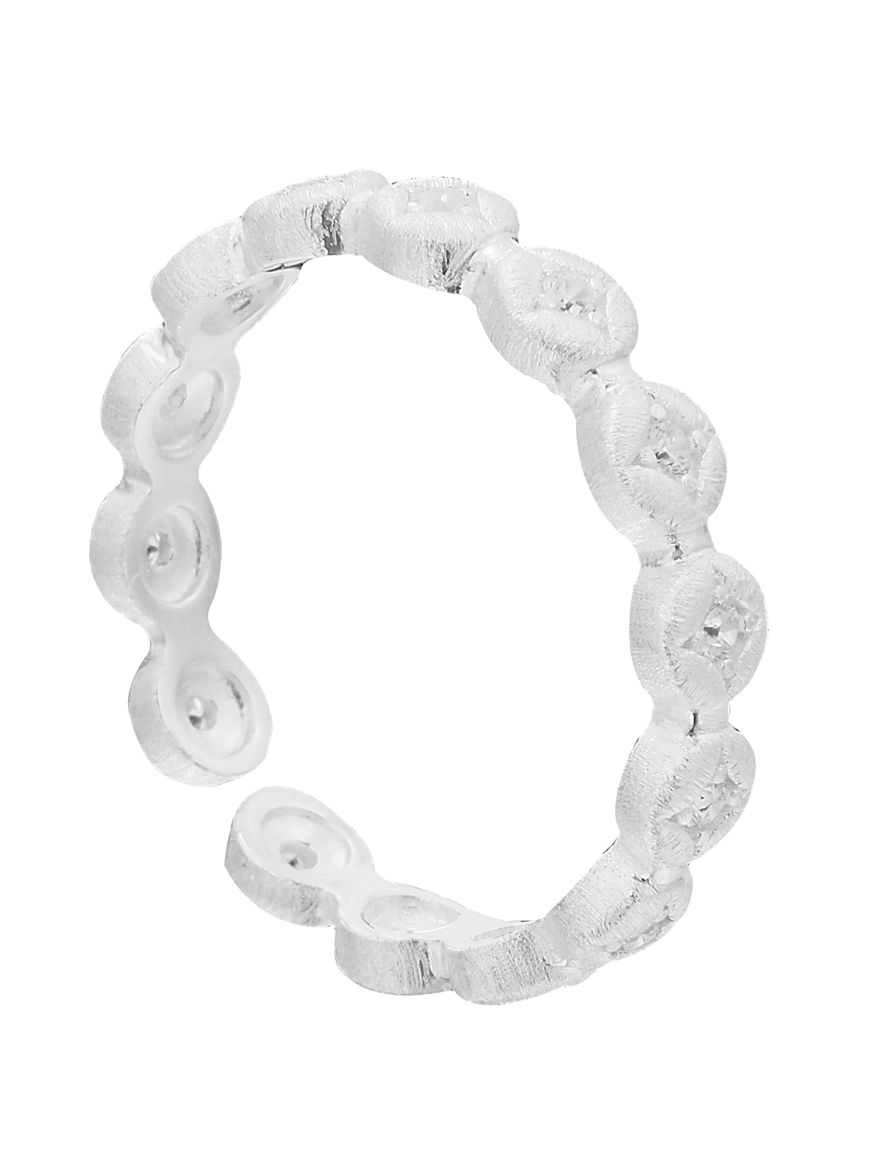 Linked Circle Silver Ring with Zircon Accents