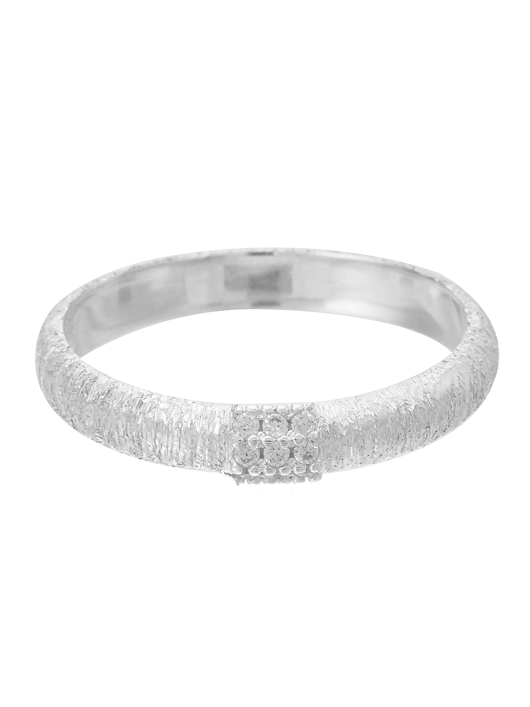 Matte Silver Ring with Cluster Zircon Detail