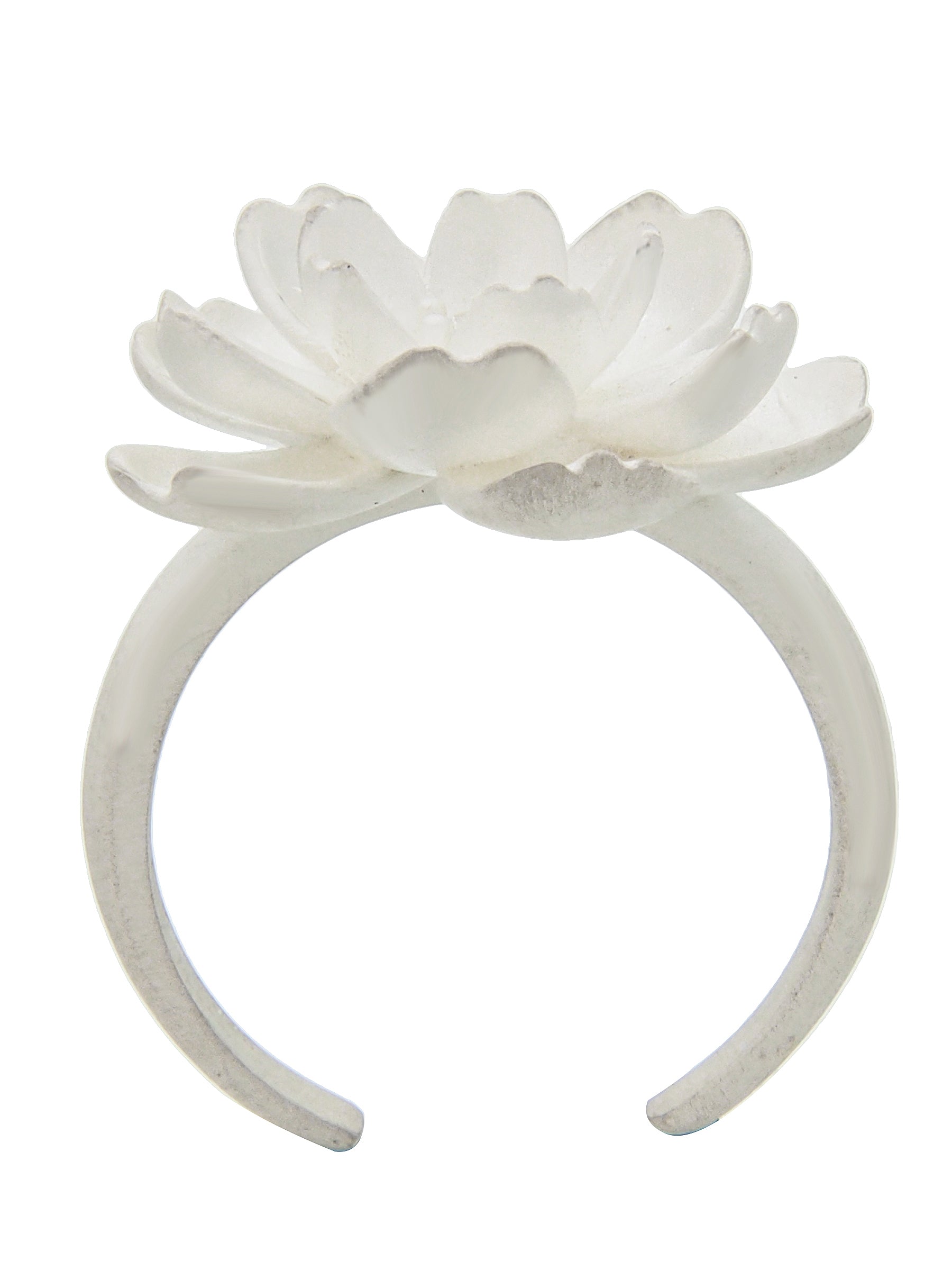 Floral Silver Ring with Zircon Center