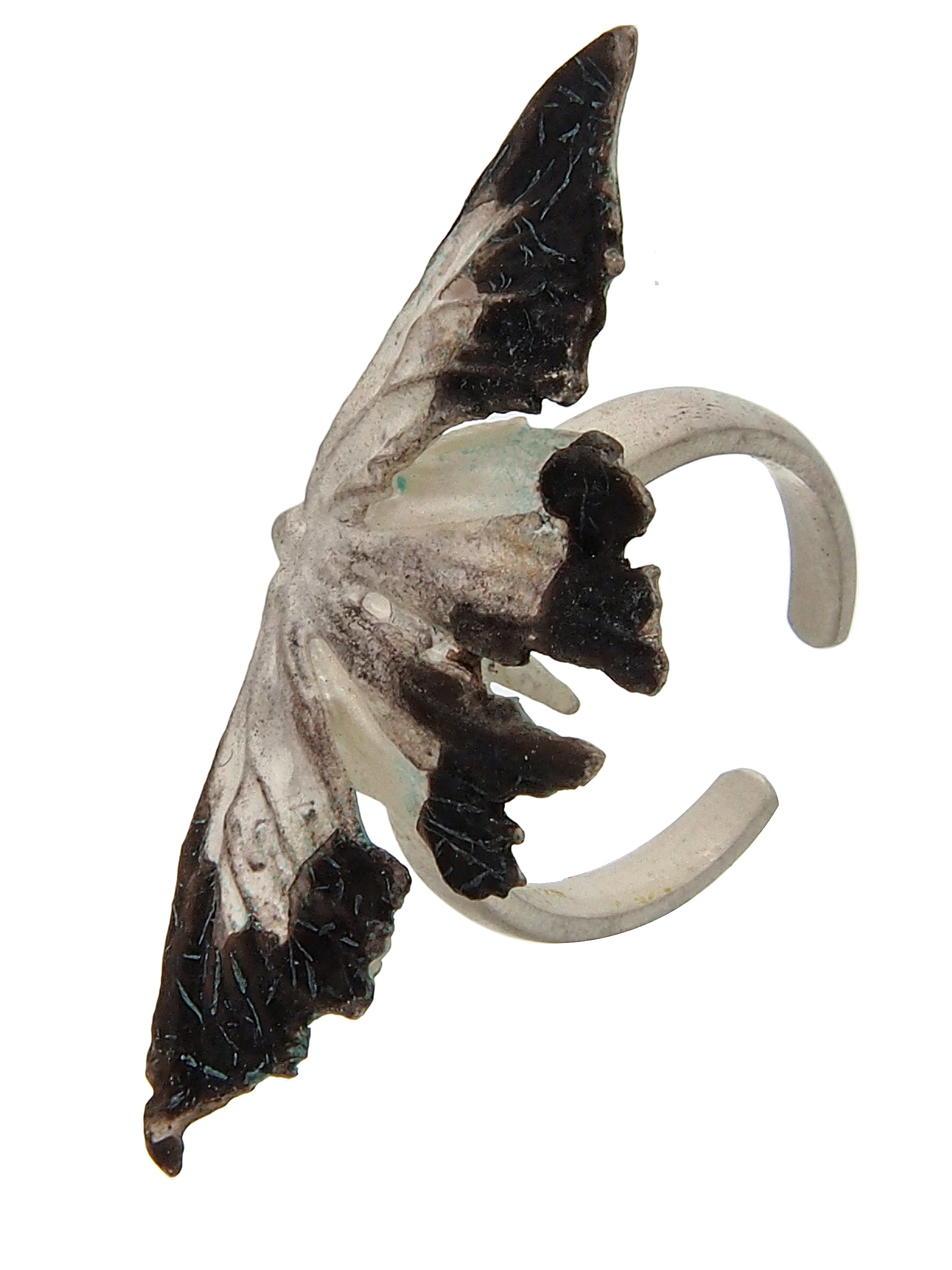 Statement Silver Ring with Butterfly Wing Design