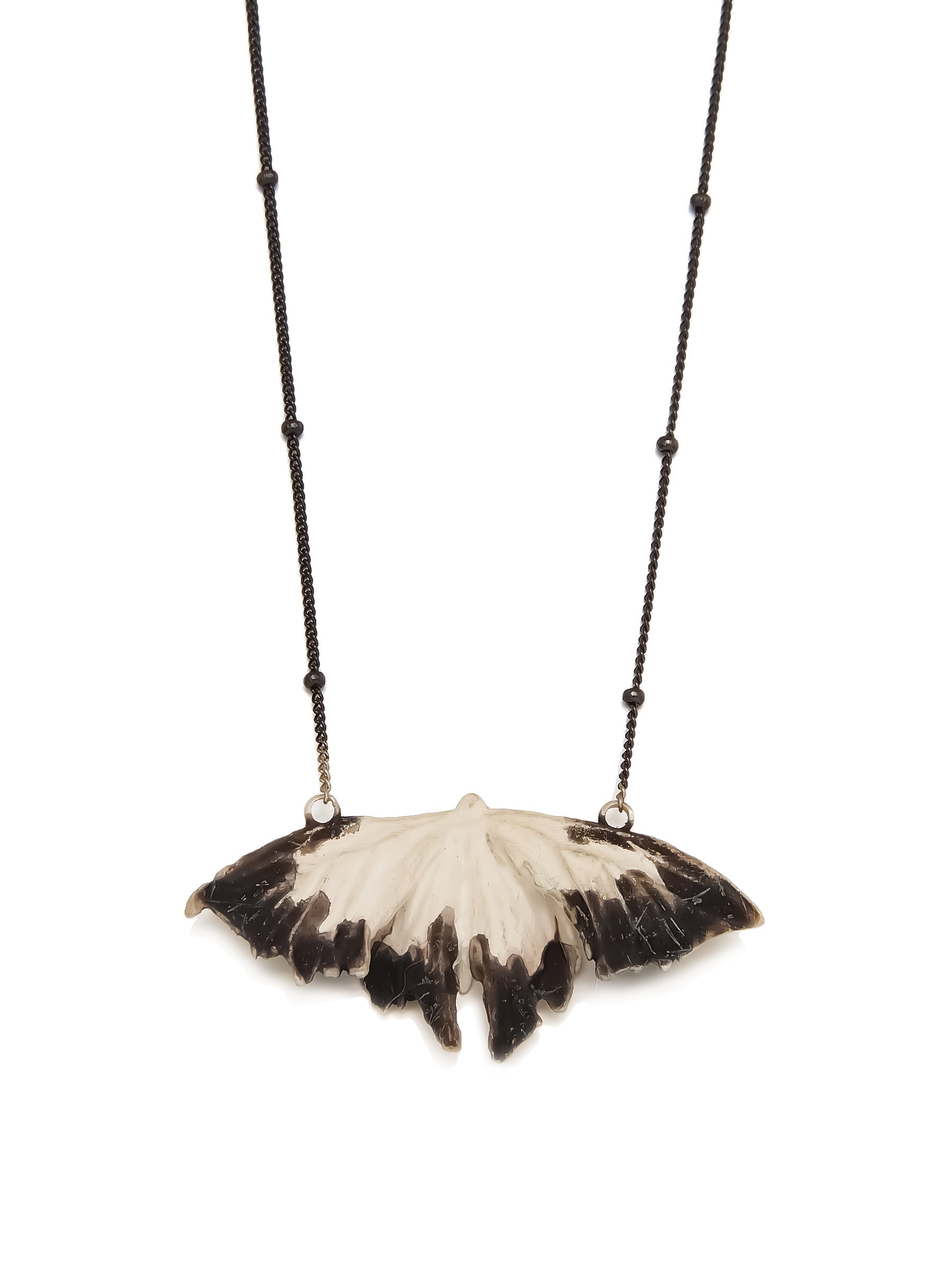 Sterling Silver Oxidized Chain Necklace with Moth Pendant