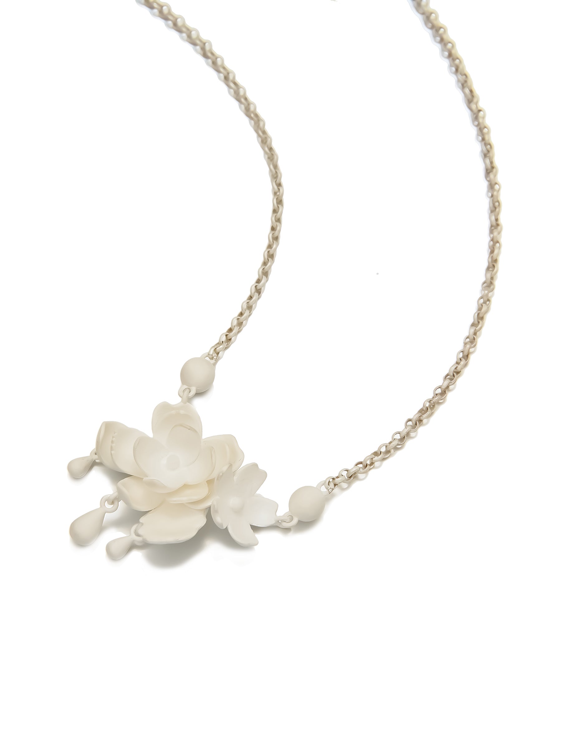 Sterling Silver Necklace with Floral Pendant