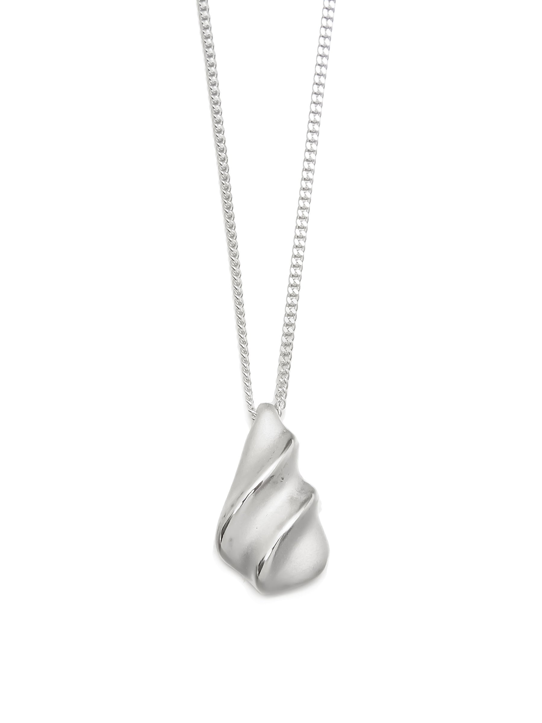Silver Pendant Necklace with Organic Shape