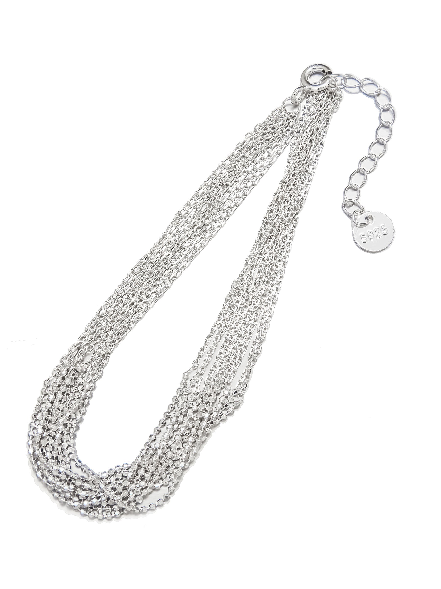 Silver Multi-Strand Bracelet with Textured Chains