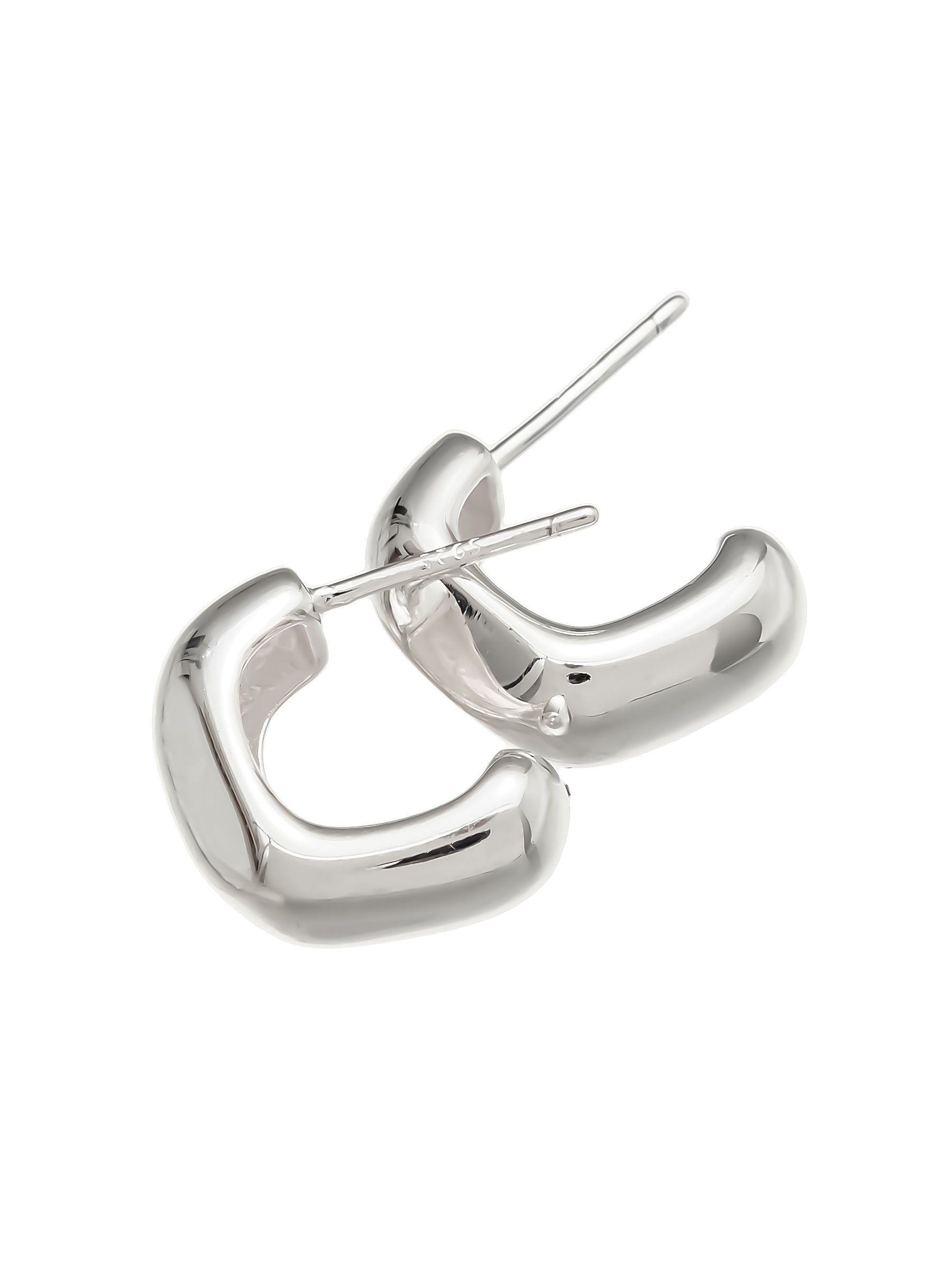 Polished Fluid Curve Sterling Silver Hoop Studs