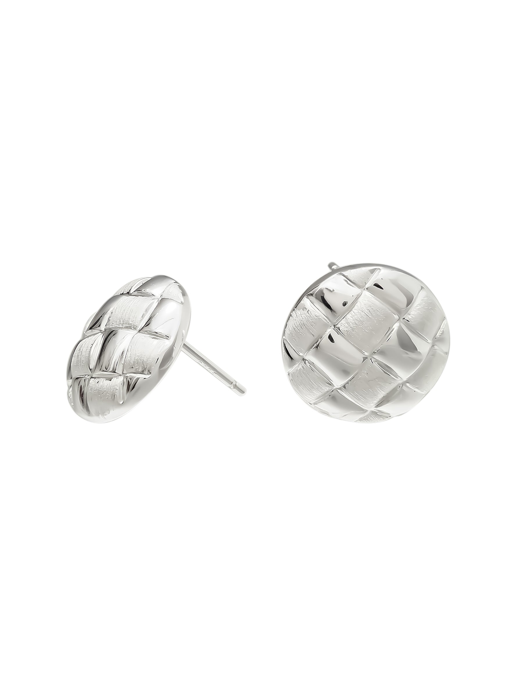 Sterling Silver Quilted Stud Earrings