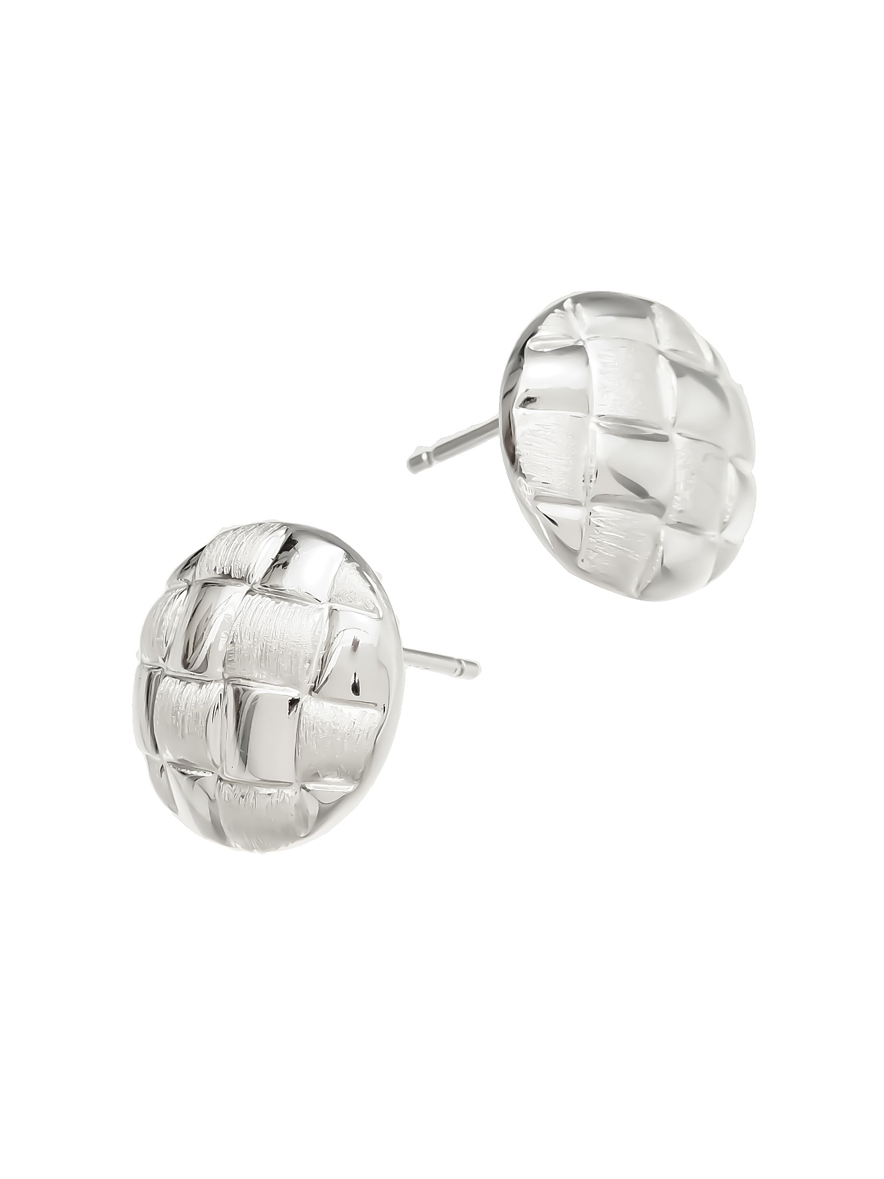 Sterling Silver Quilted Stud Earrings