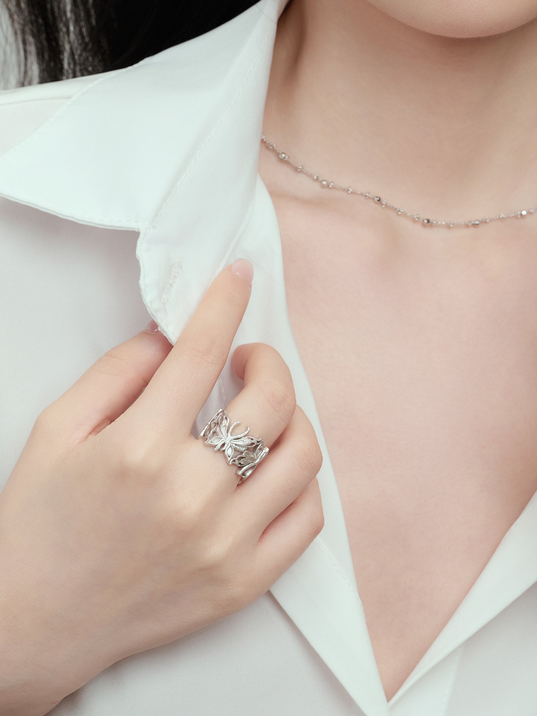 Silver Filigree Butterfly Ring