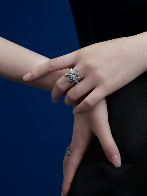 Elf Silver Ring with Zircon Accents
