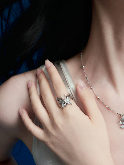 Elf-Inspired Open Silver Butterfly Ring