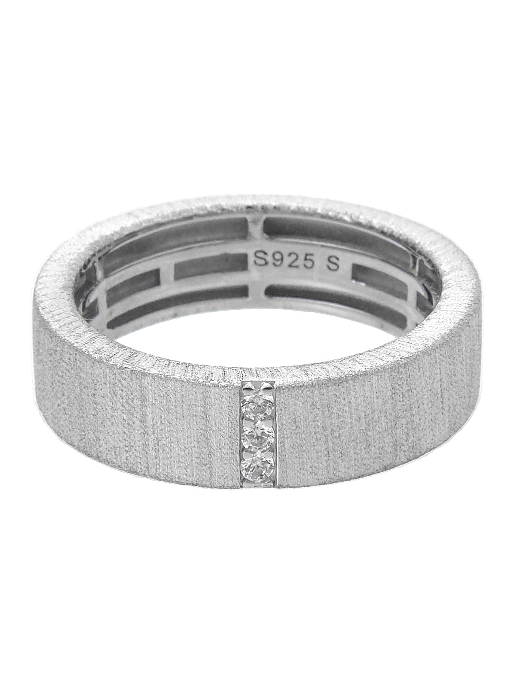 Geometric Silver Band with Pavé Detail