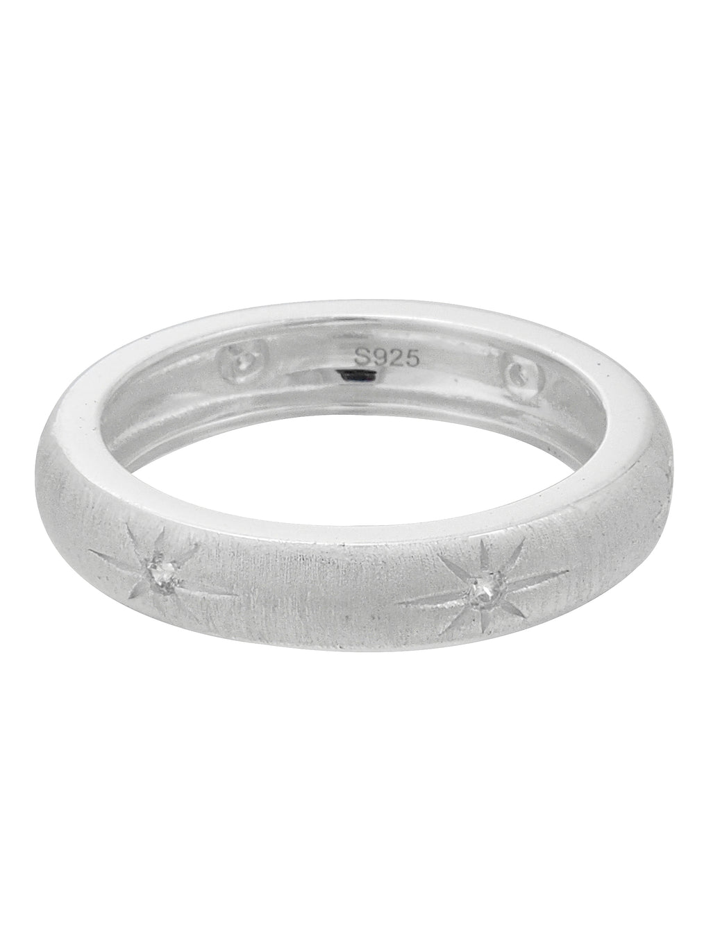 Star Engraved Silver Band Ring