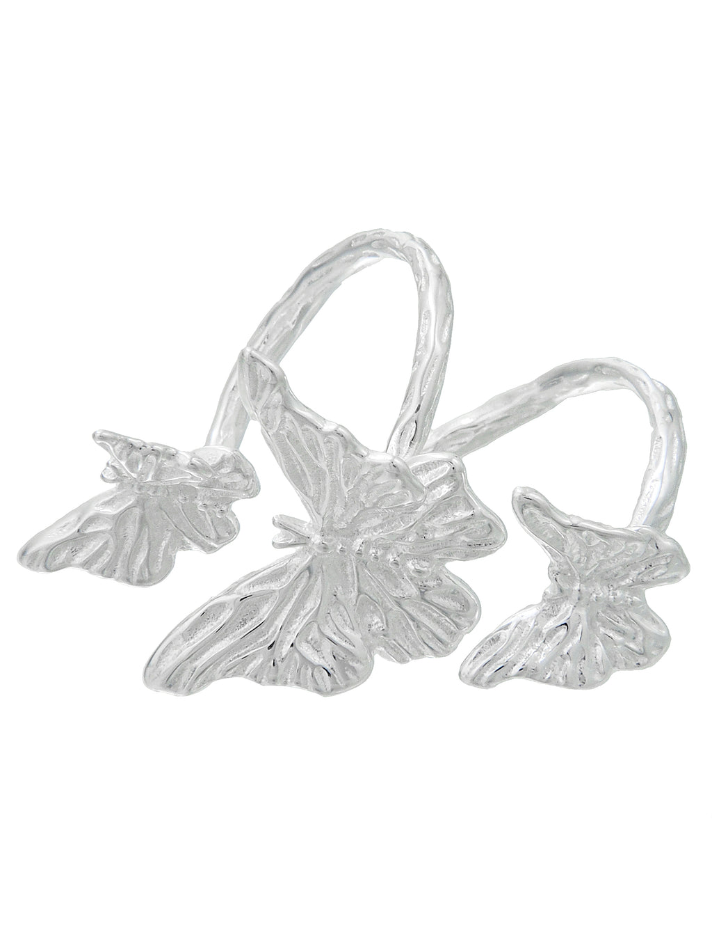 Triple Butterfly Silver Ring