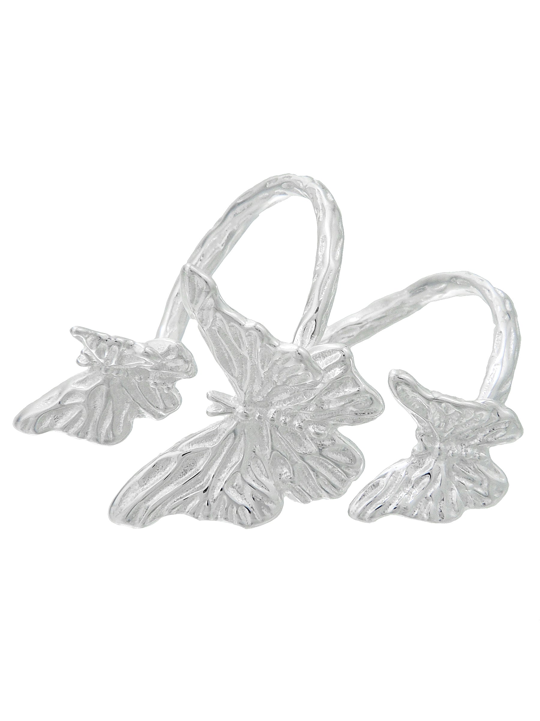 Triple Butterfly Silver Ring