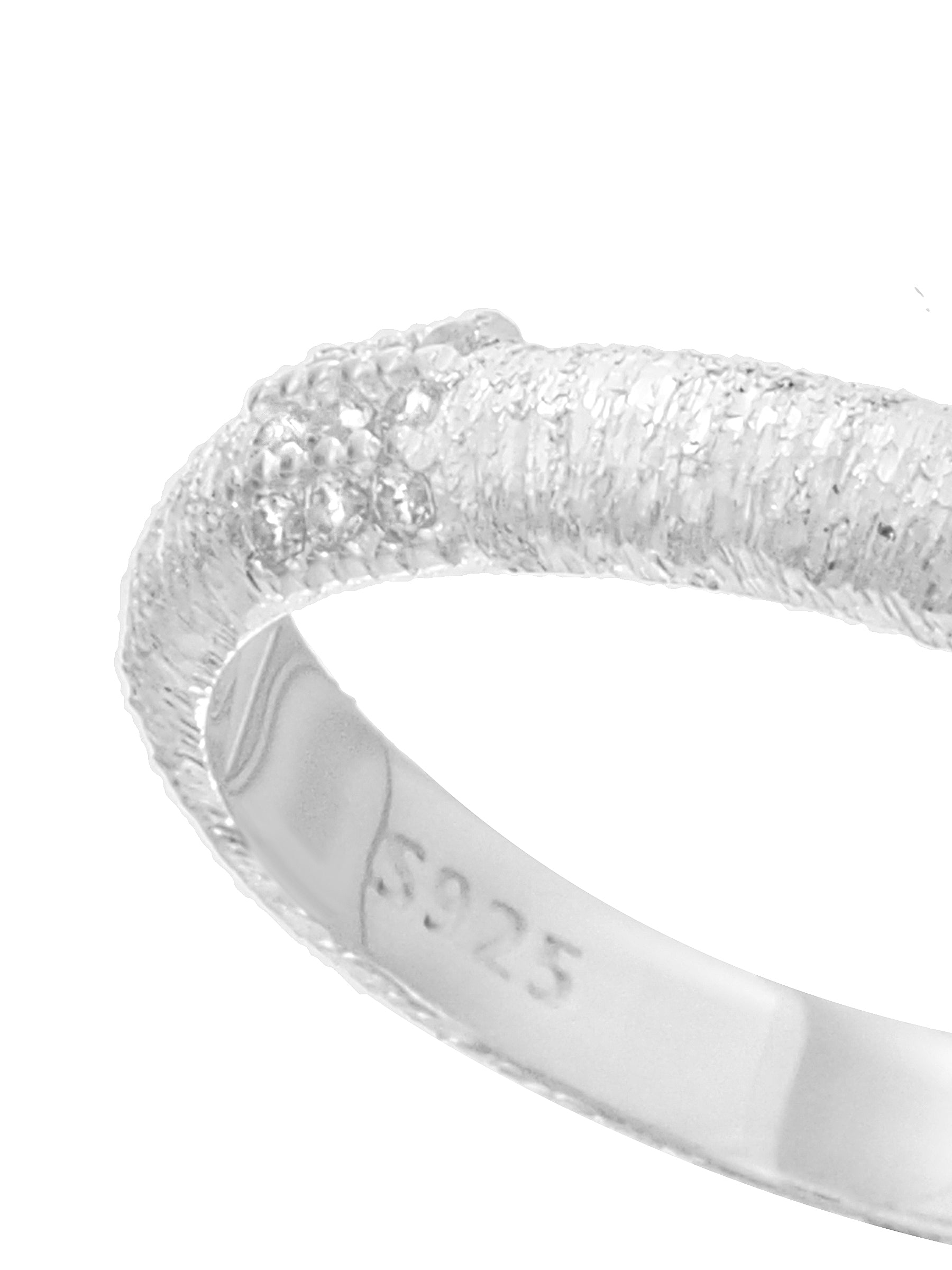 Matte Silver Ring with Cluster Zircon Detail