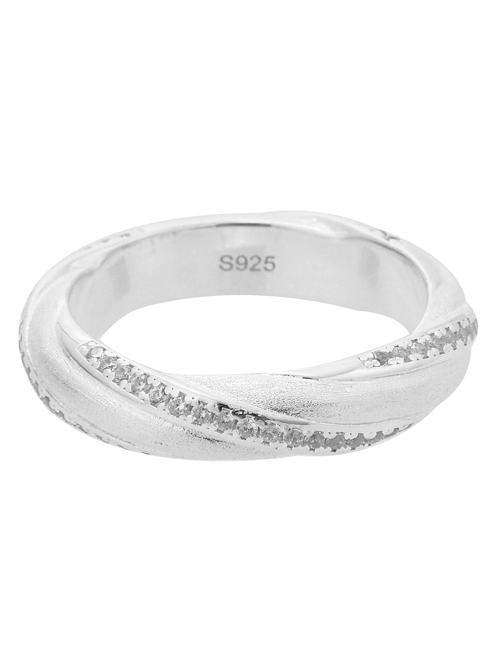 Twist Silver Band with Pavé Zircon Detail