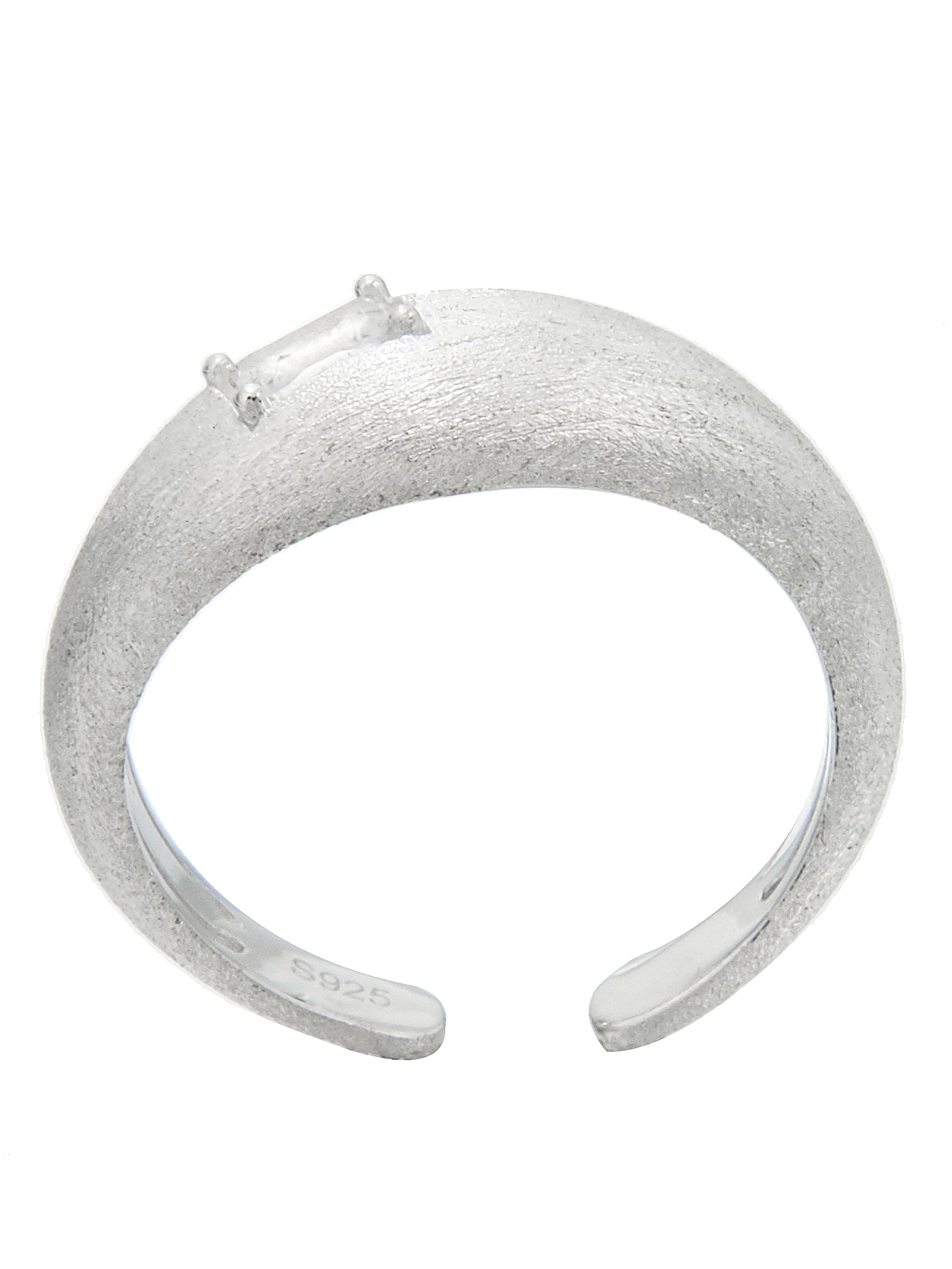 Matte Silver Open Ring with Square Zircon