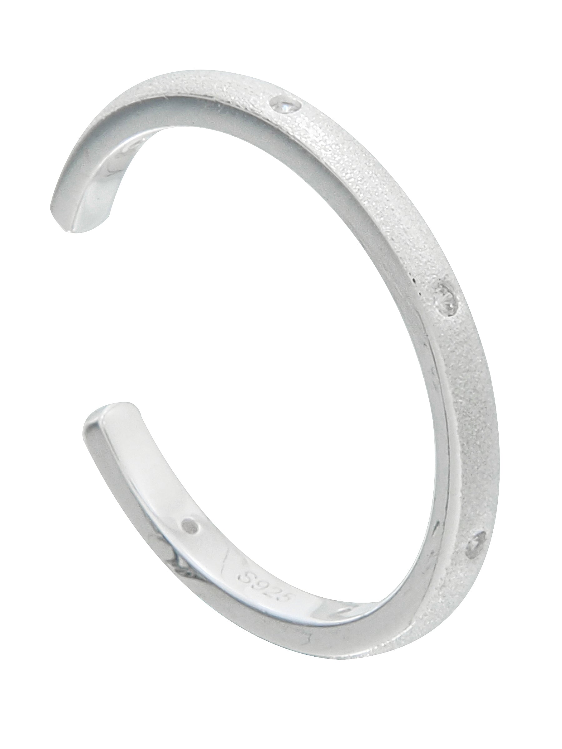 Minimalist Open Silver Band, Matte Finish