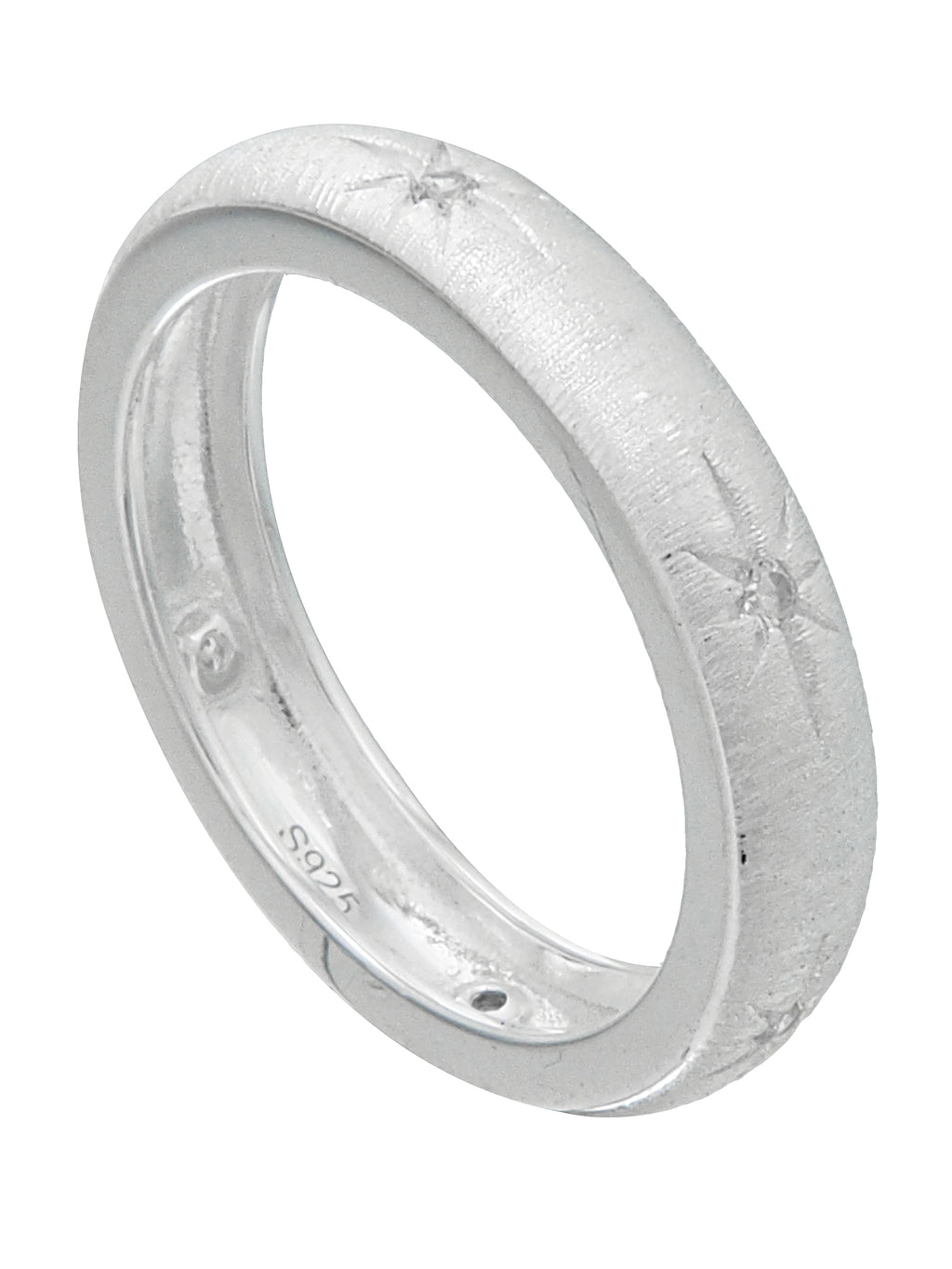 Star Engraved Silver Band Ring