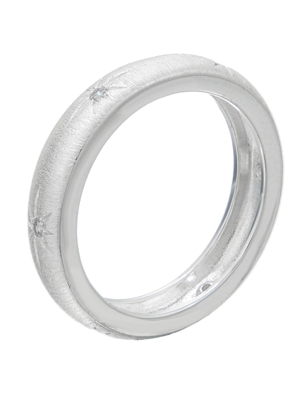Star Engraved Silver Band Ring