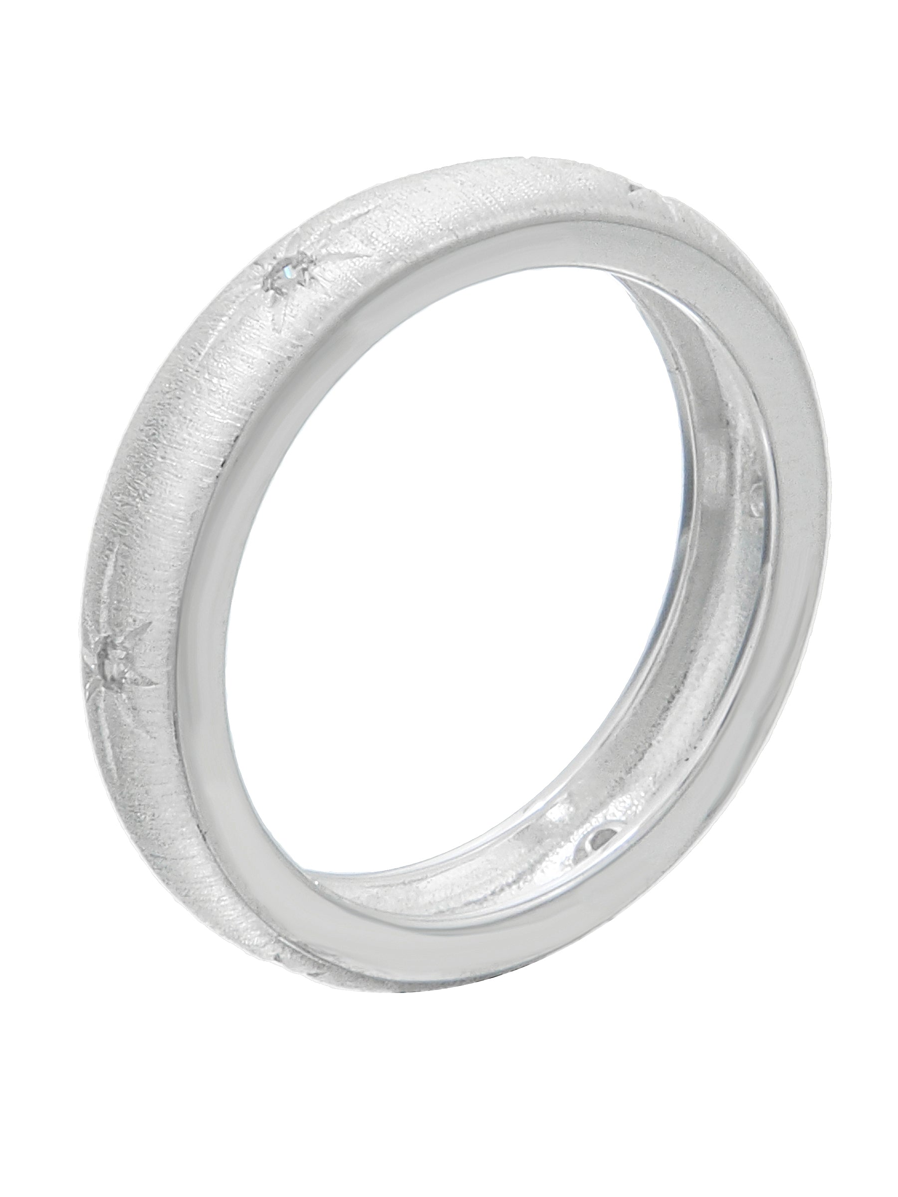 Star Engraved Silver Band Ring