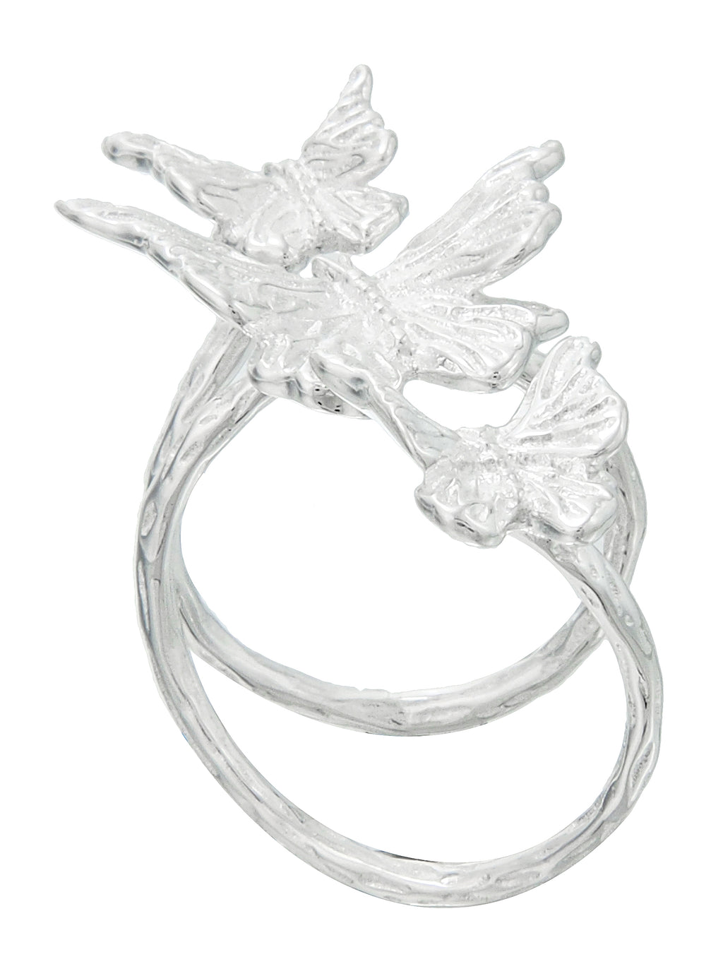Triple Butterfly Silver Ring