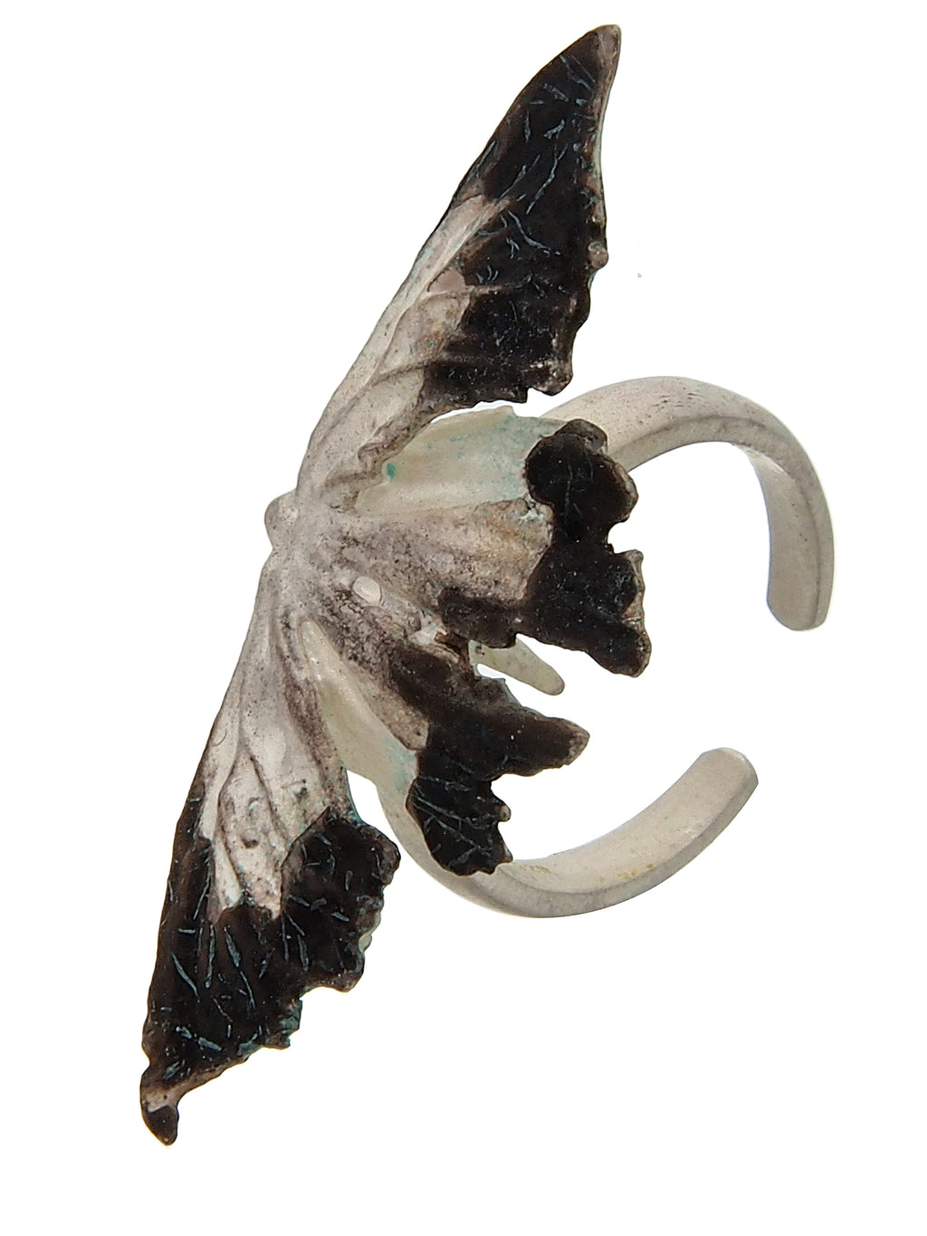 Statement Silver Ring with Butterfly Wing Design