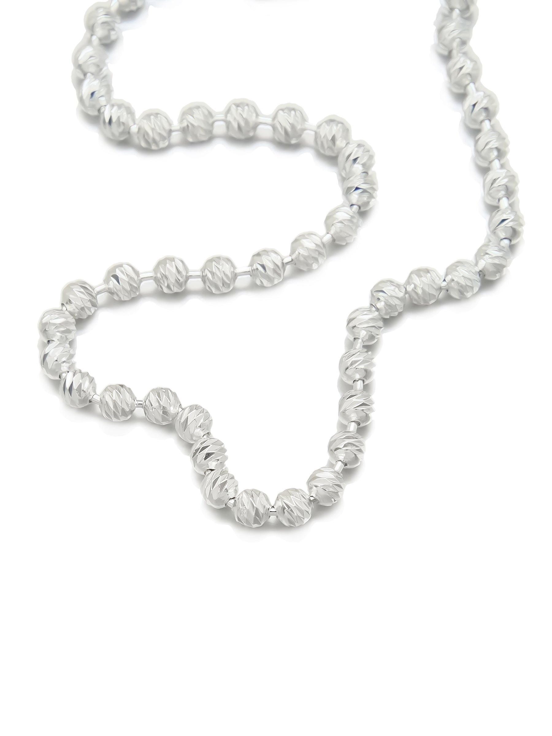 Silver Beaded Bracelet with Faceted Detail