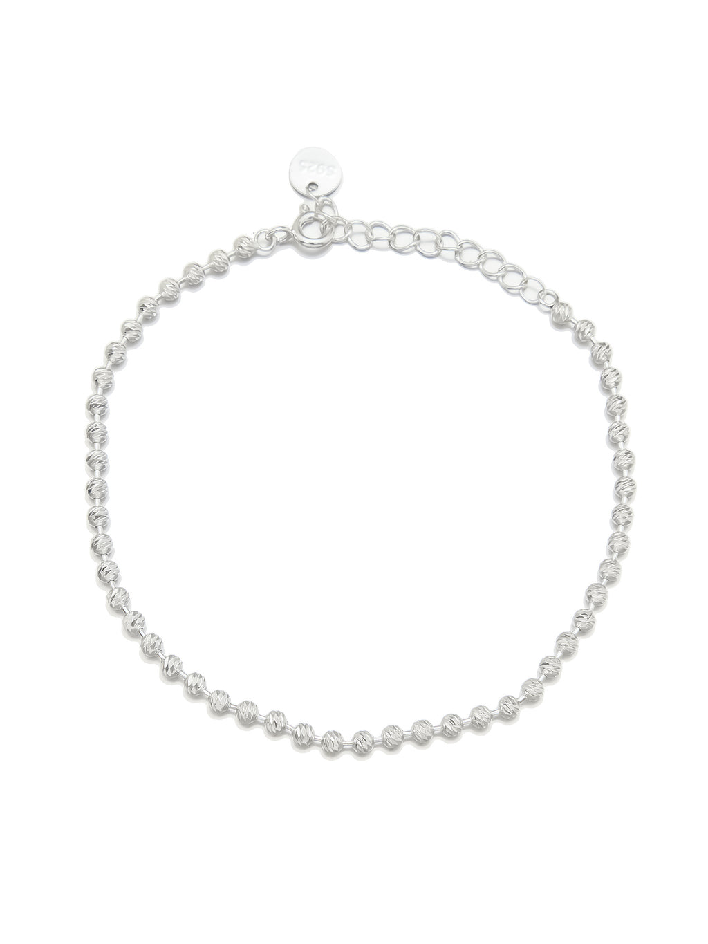 Silver Beaded Bracelet with Faceted Detail