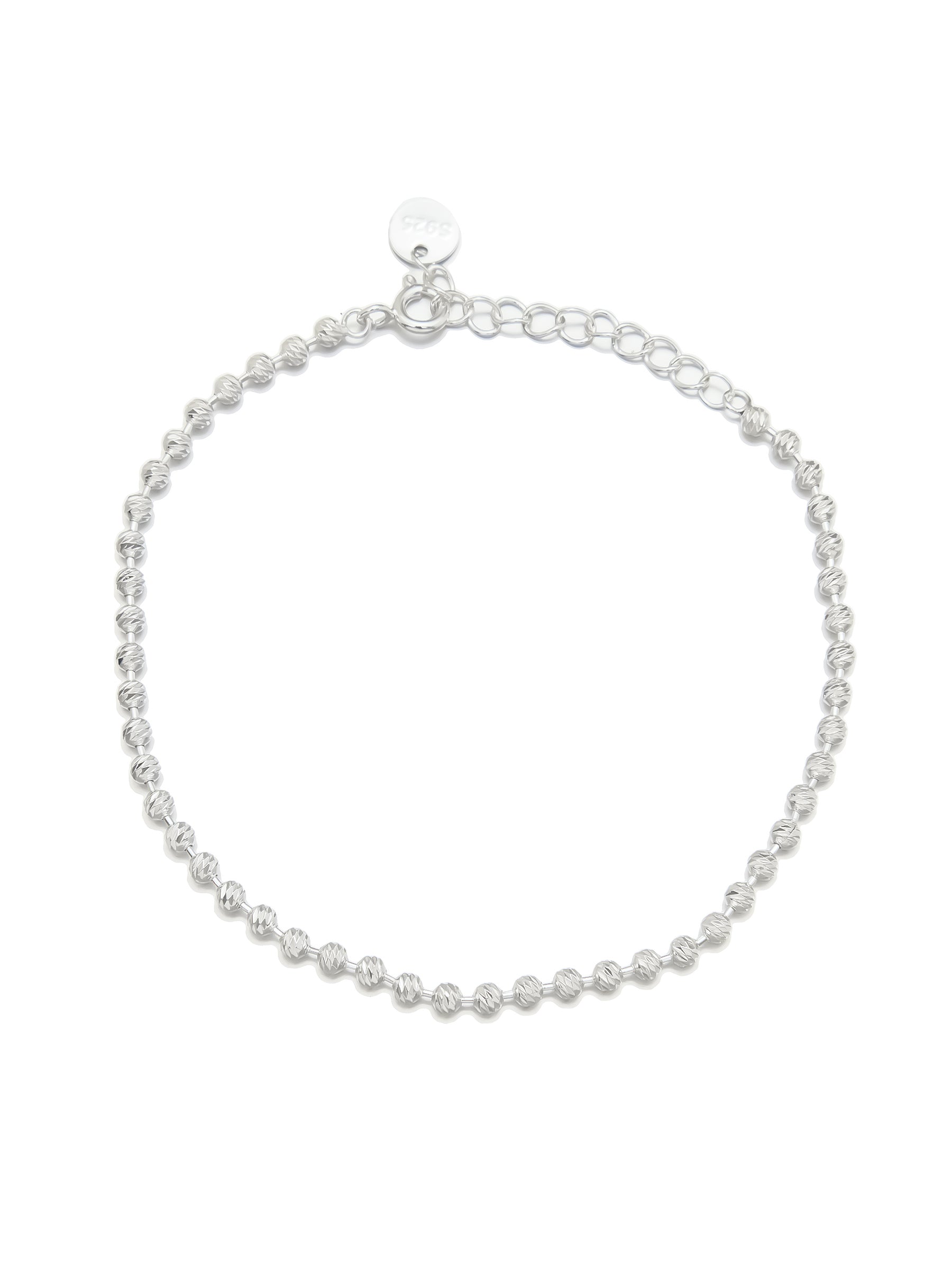 Silver Beaded Bracelet with Faceted Detail