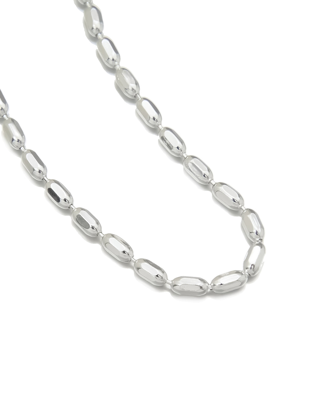 Silver Bracelet with Oval Beads
