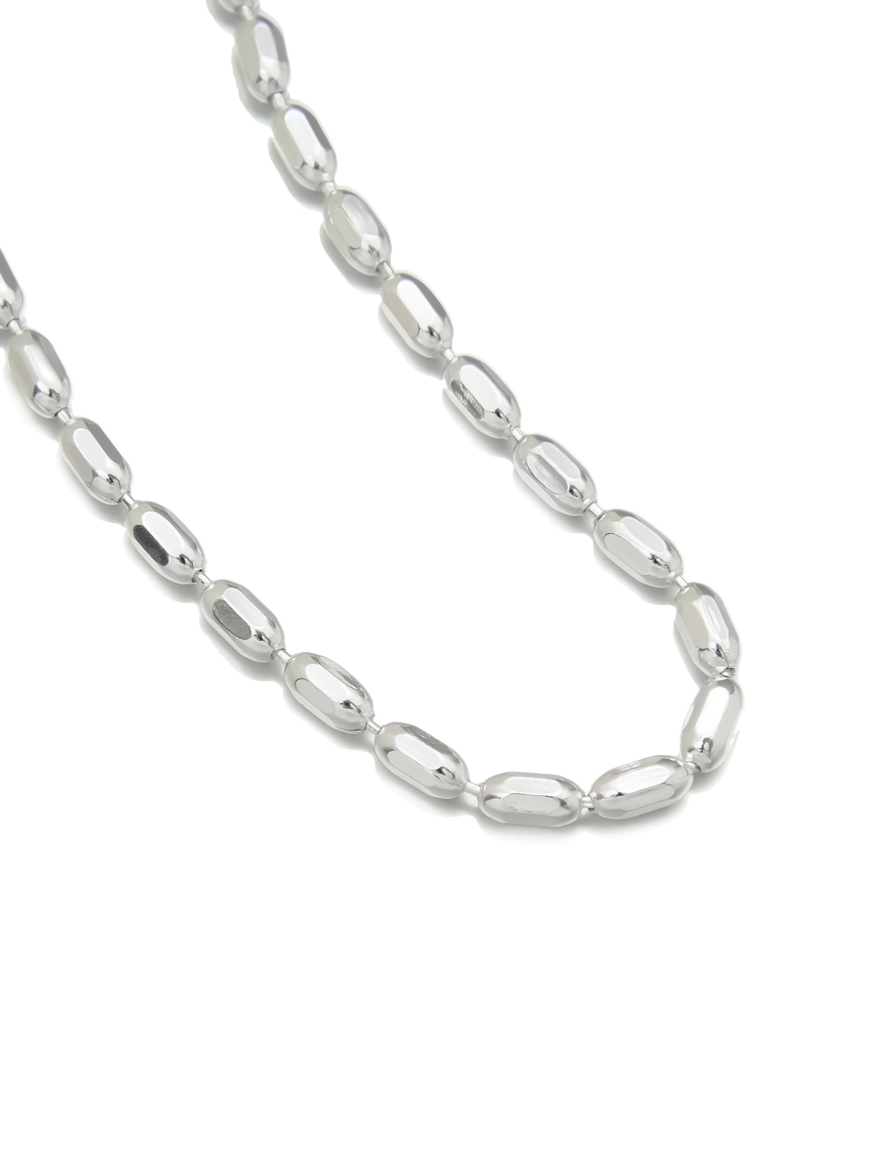 Silver Bracelet with Oval Beads