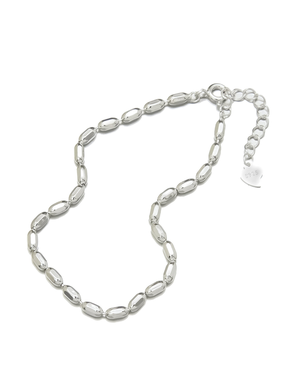 Silver Bracelet with Oval Beads