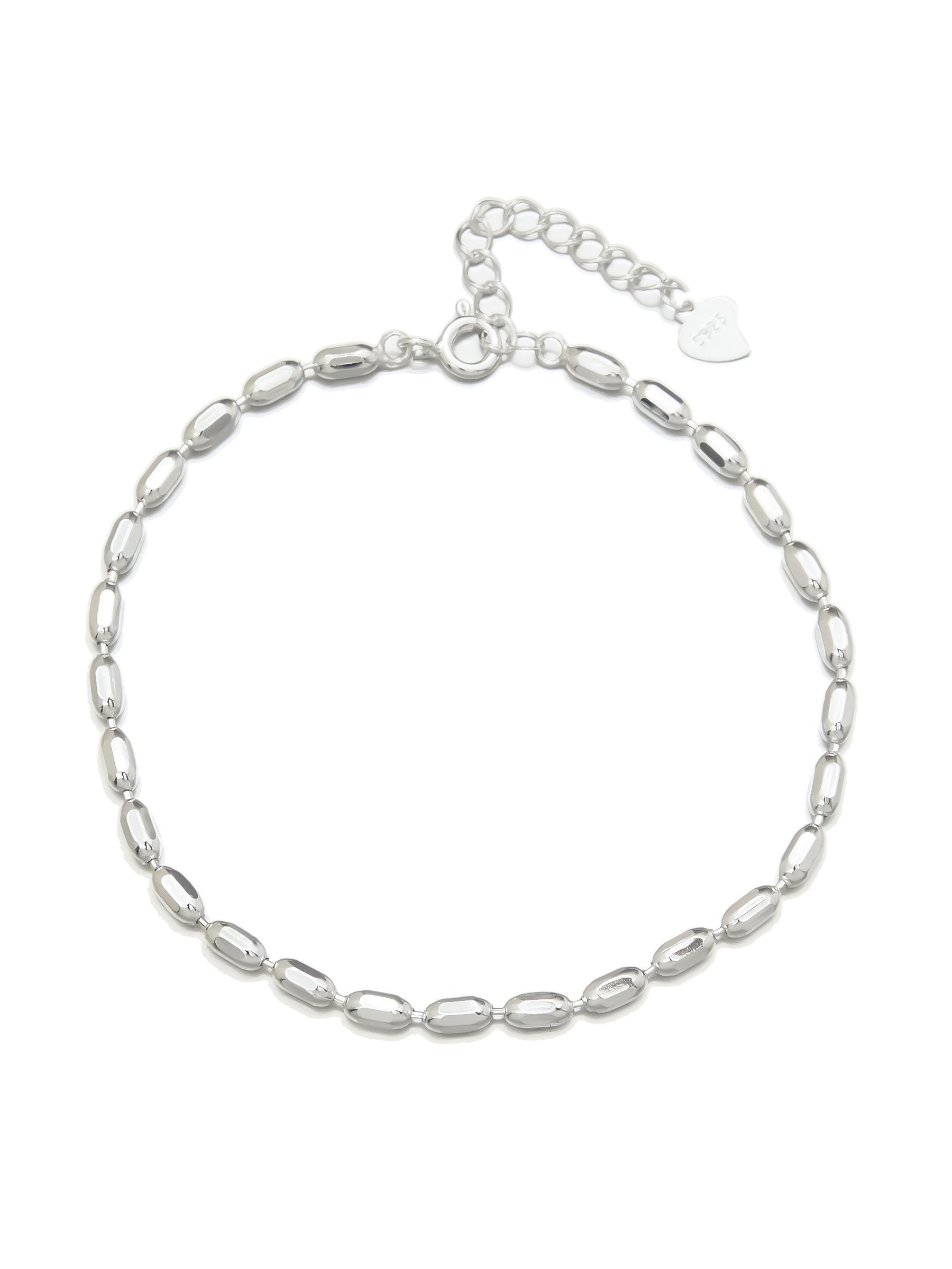 Silver Bracelet with Oval Beads