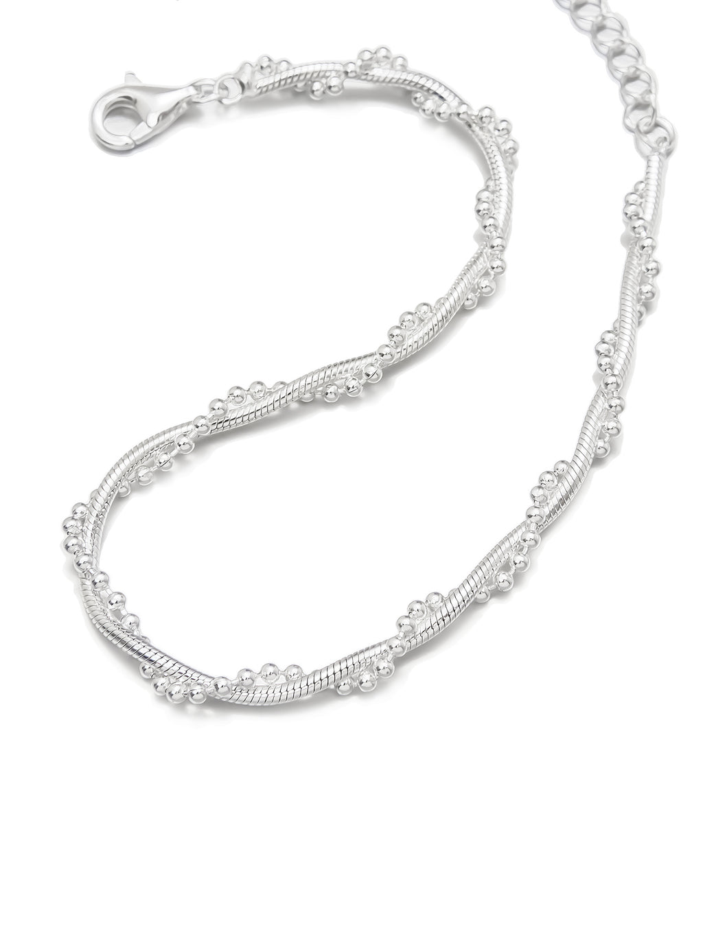 Delicate Silver Bracelet with Beaded Detail