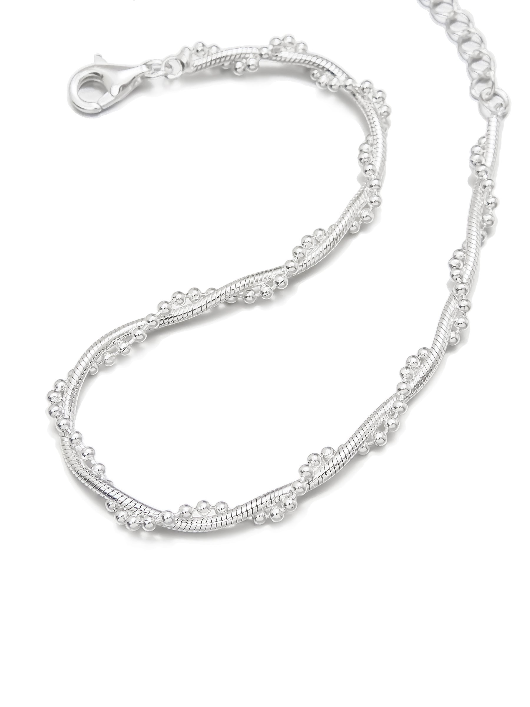 Delicate Silver Bracelet with Beaded Detail