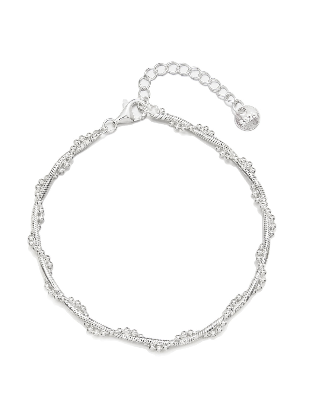 Delicate Silver Bracelet with Beaded Detail