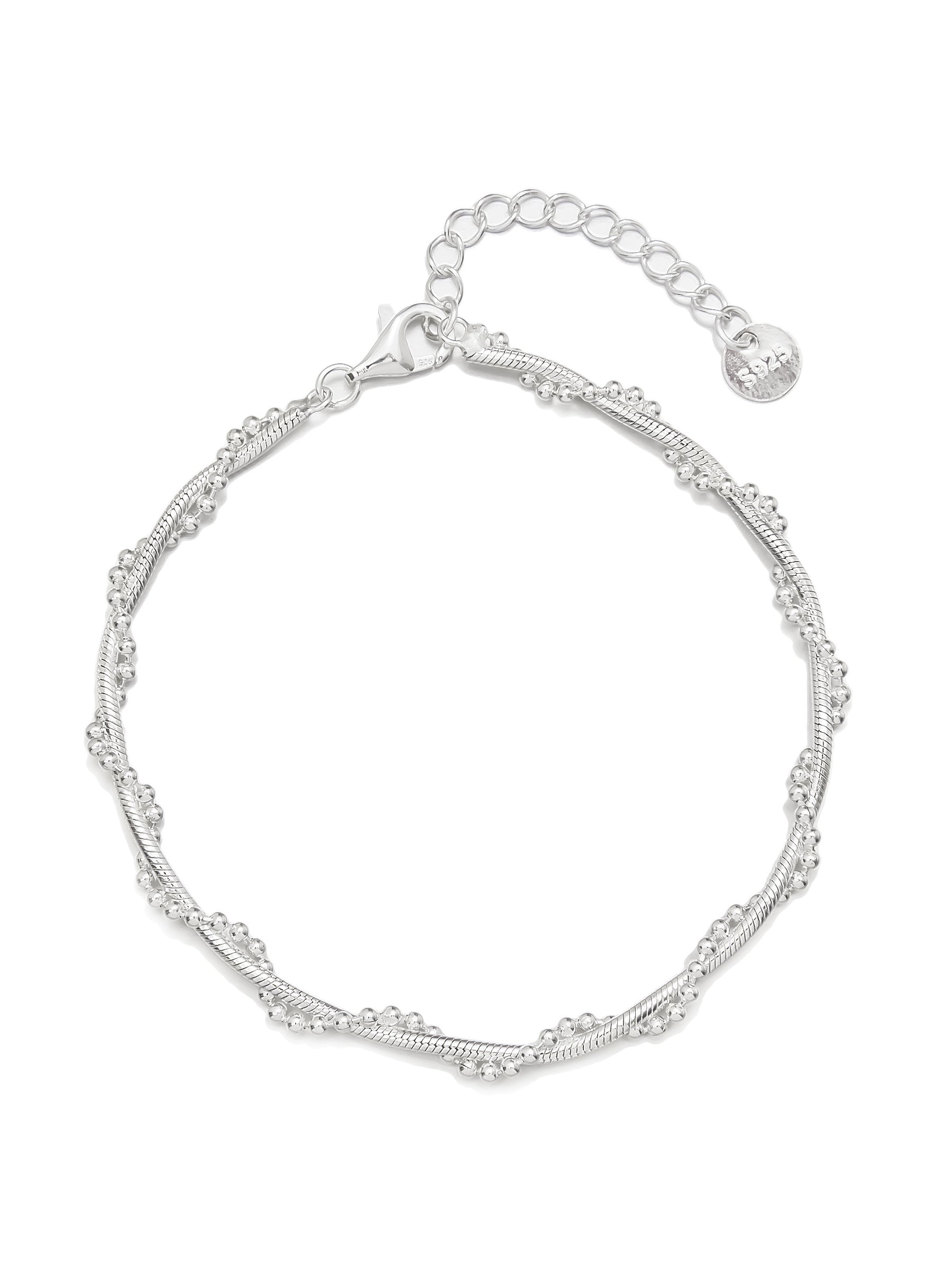 Delicate Silver Bracelet with Beaded Detail
