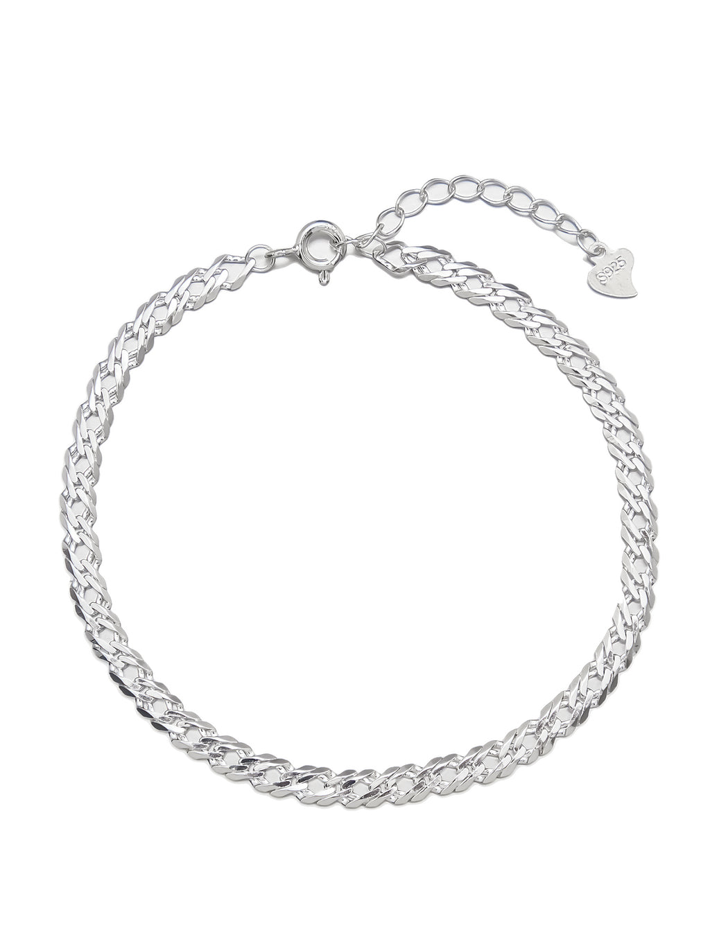 Silver Flat Chain Bracelet, Polished Finish
