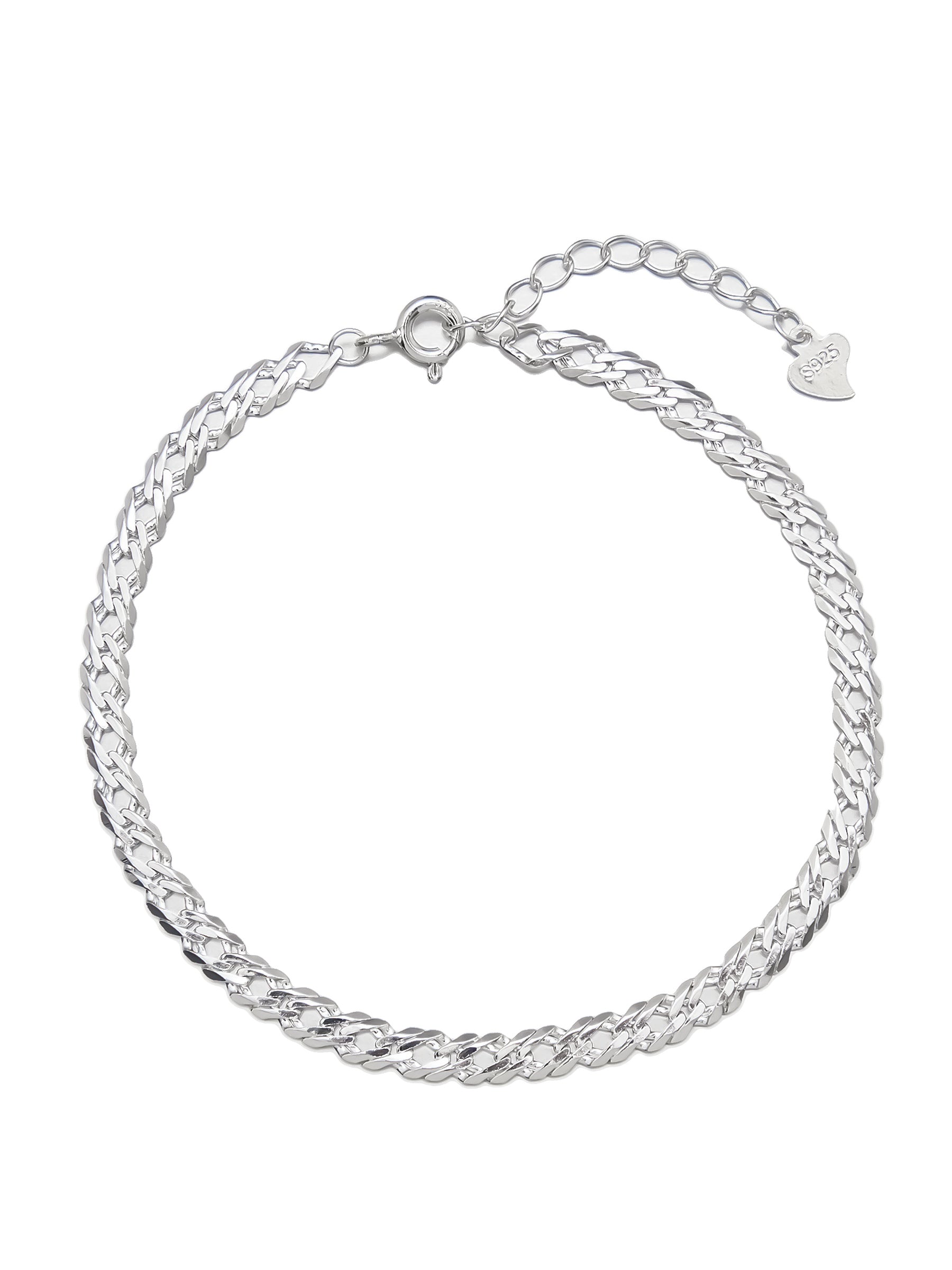 Silver Flat Chain Bracelet, Polished Finish