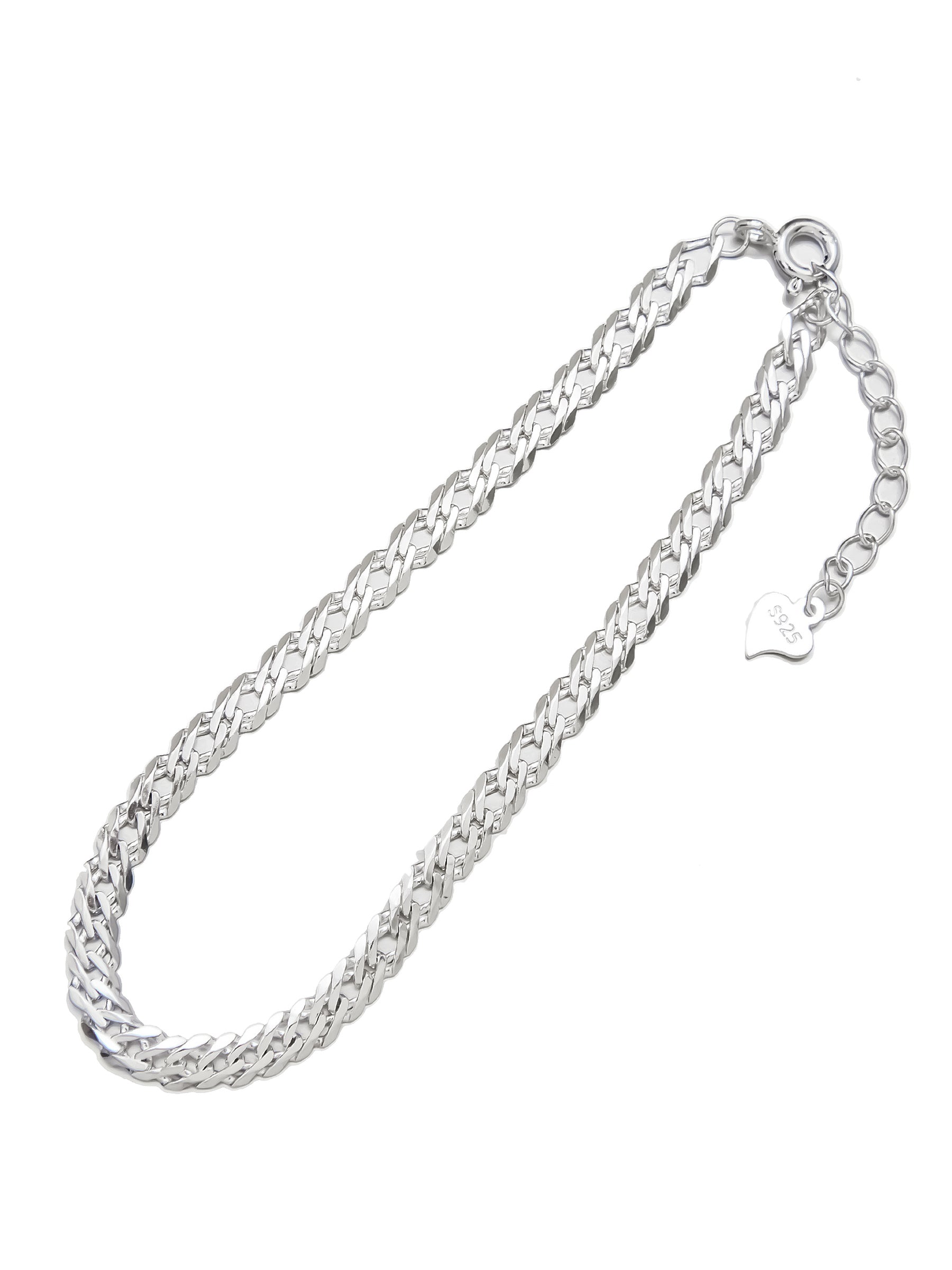 Silver Flat Chain Bracelet, Polished Finish
