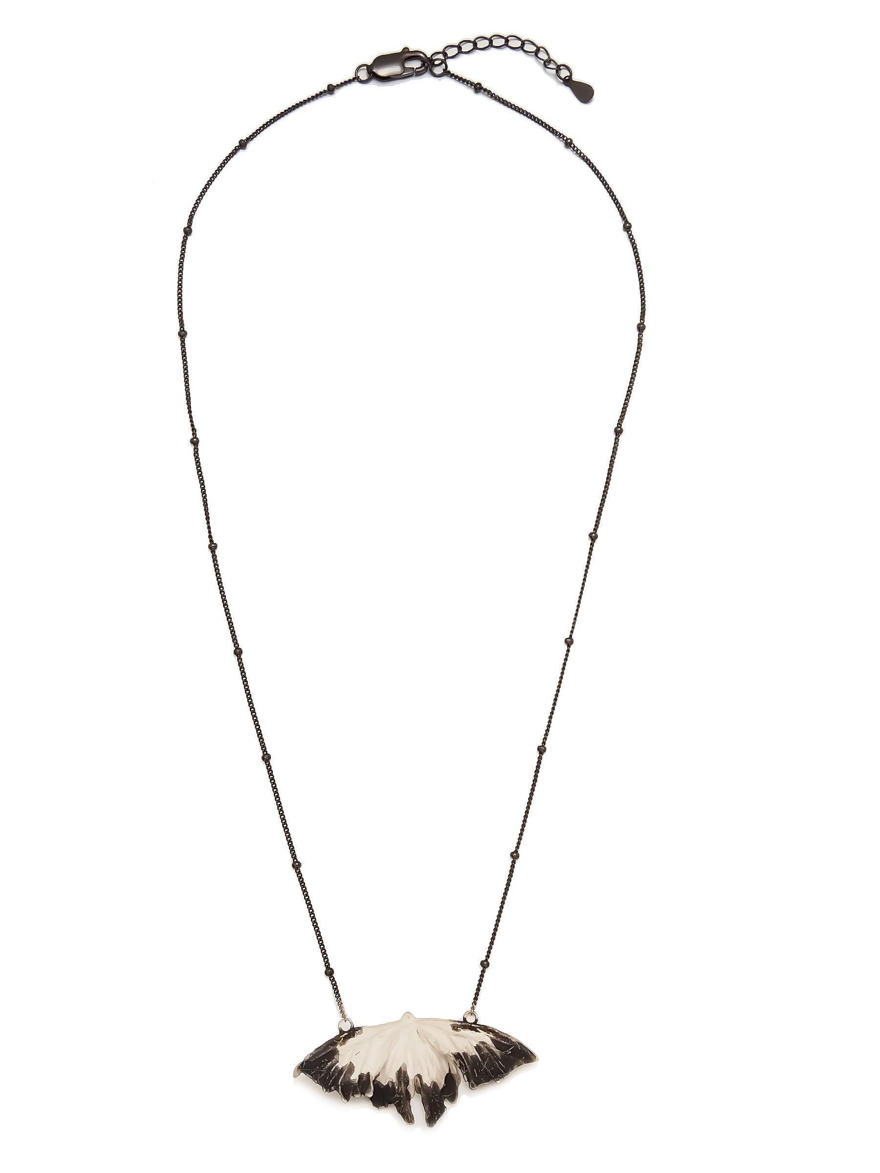 Sterling Silver Oxidized Chain Necklace with Moth Pendant