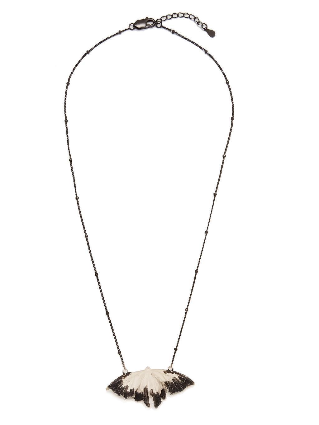 Sterling Silver Oxidized Chain Necklace with Moth Pendant