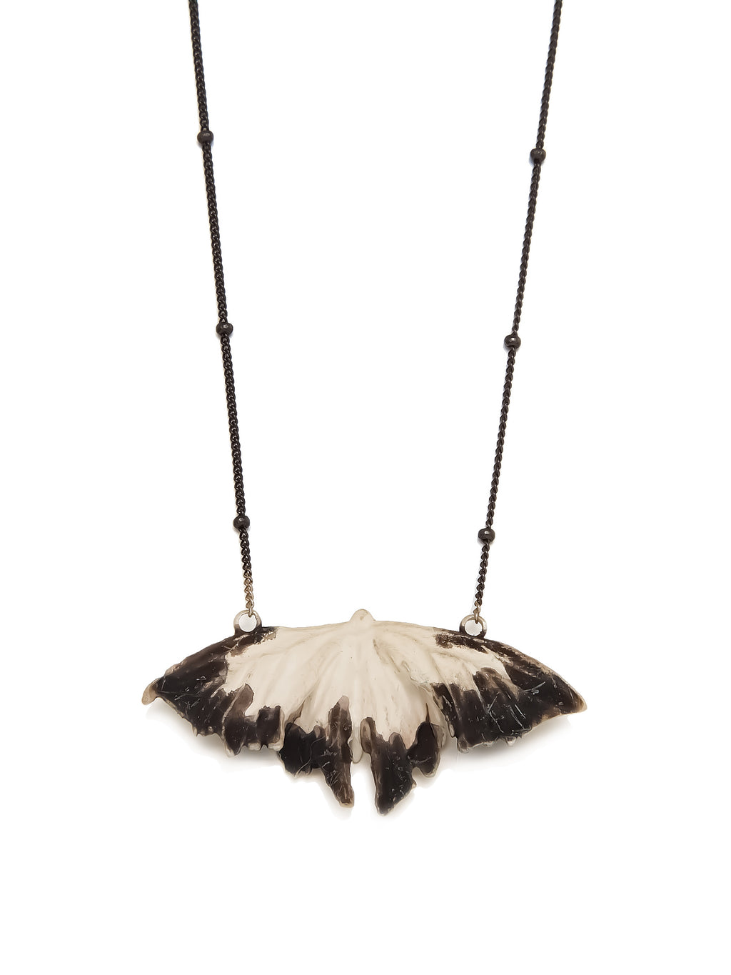 Sterling Silver Oxidized Chain Necklace with Moth Pendant