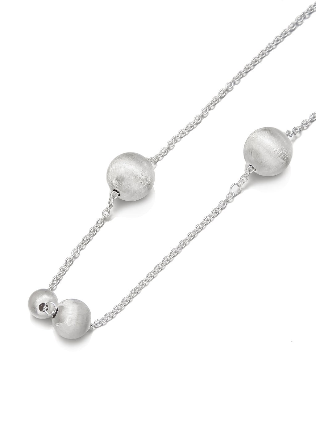 Sterling Silver Beaded Necklace with Irregular Round Accents